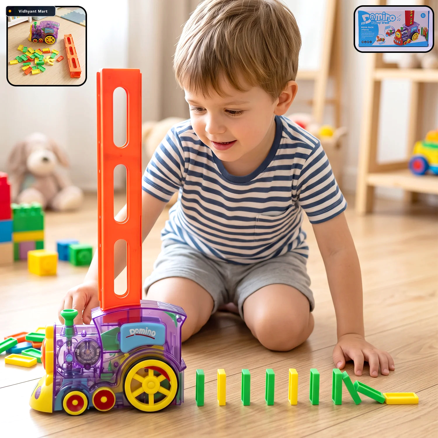 Vidhyant Mart Automatic Domino Laying Train Engine Toy With Ligh 1
