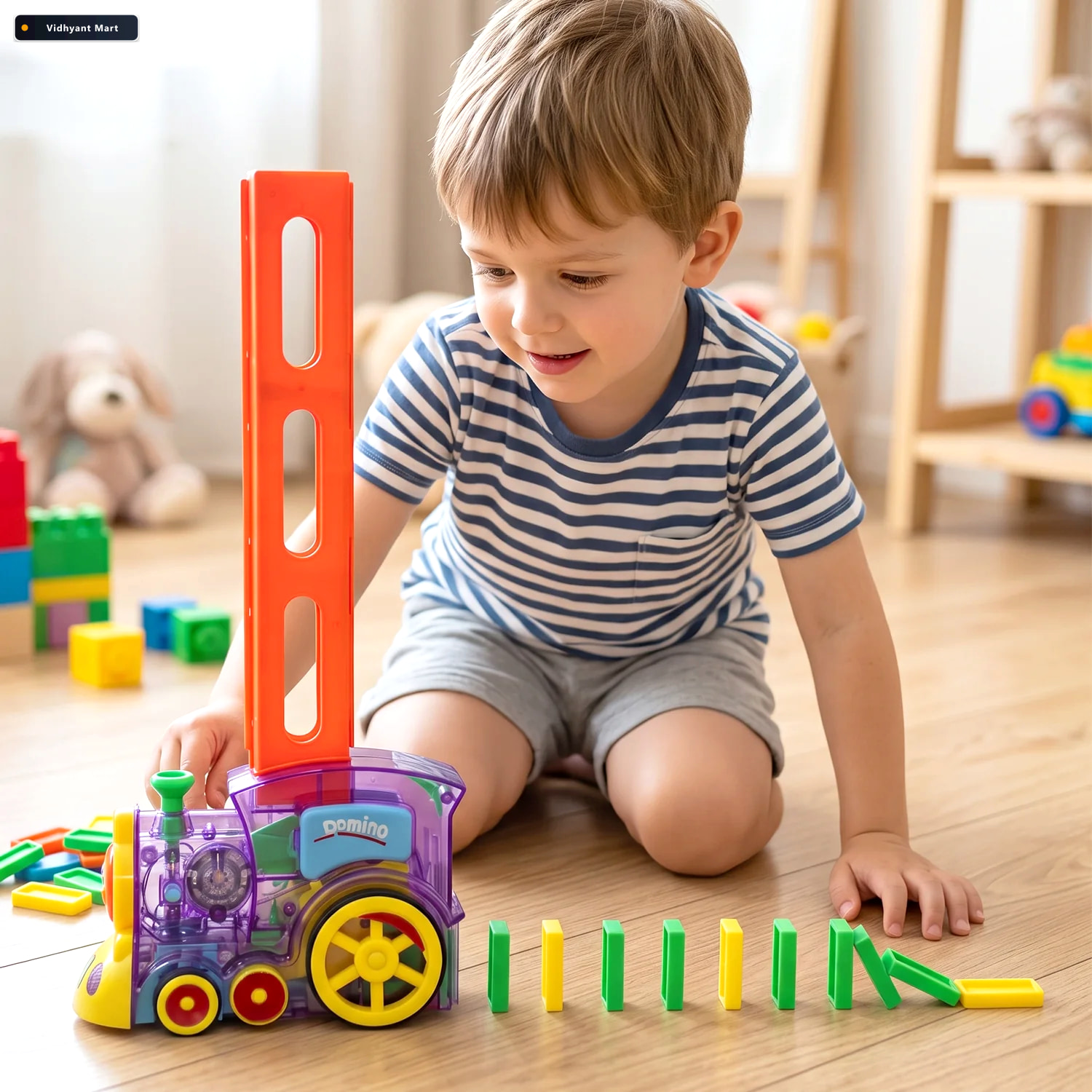 Vidhyant Mart Automatic Domino Laying Train Engine Toy With Ligh 2