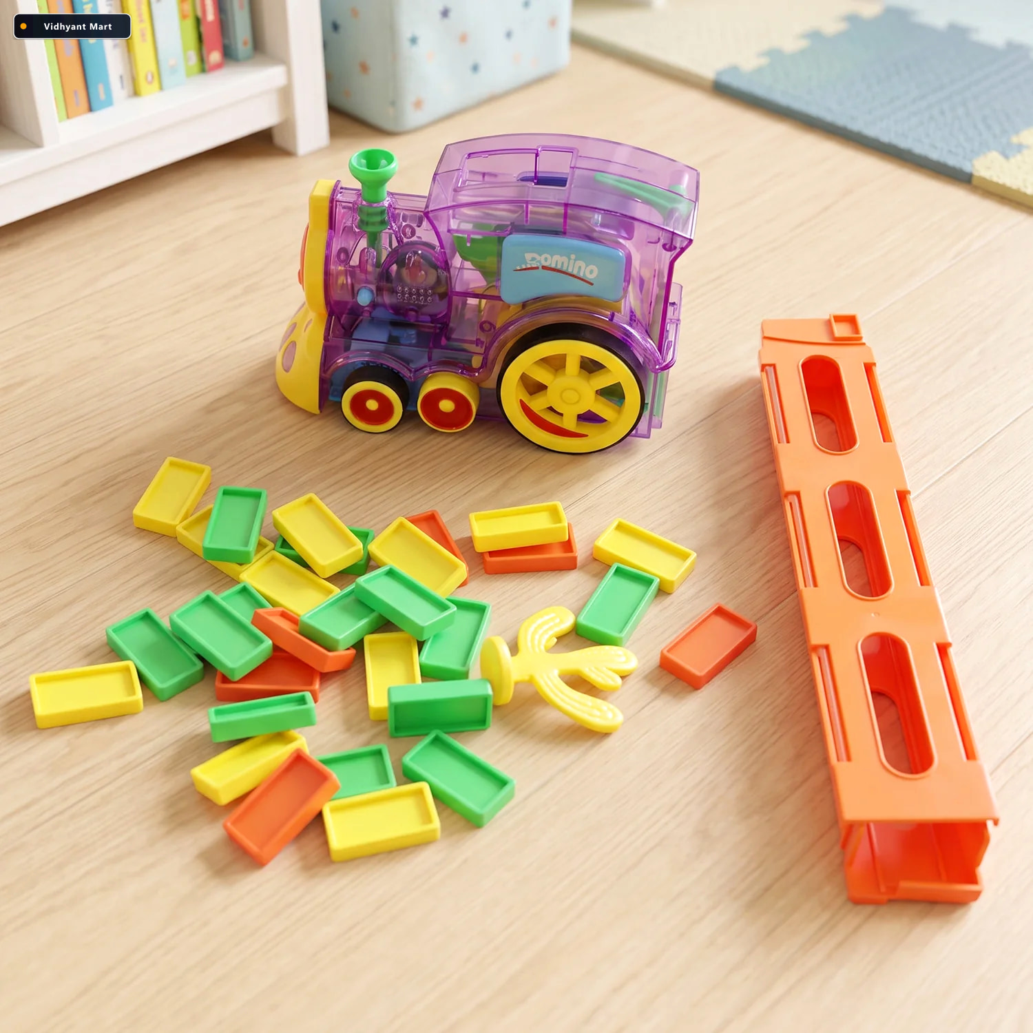 Vidhyant Mart Automatic Domino Laying Train Engine Toy With Ligh 3