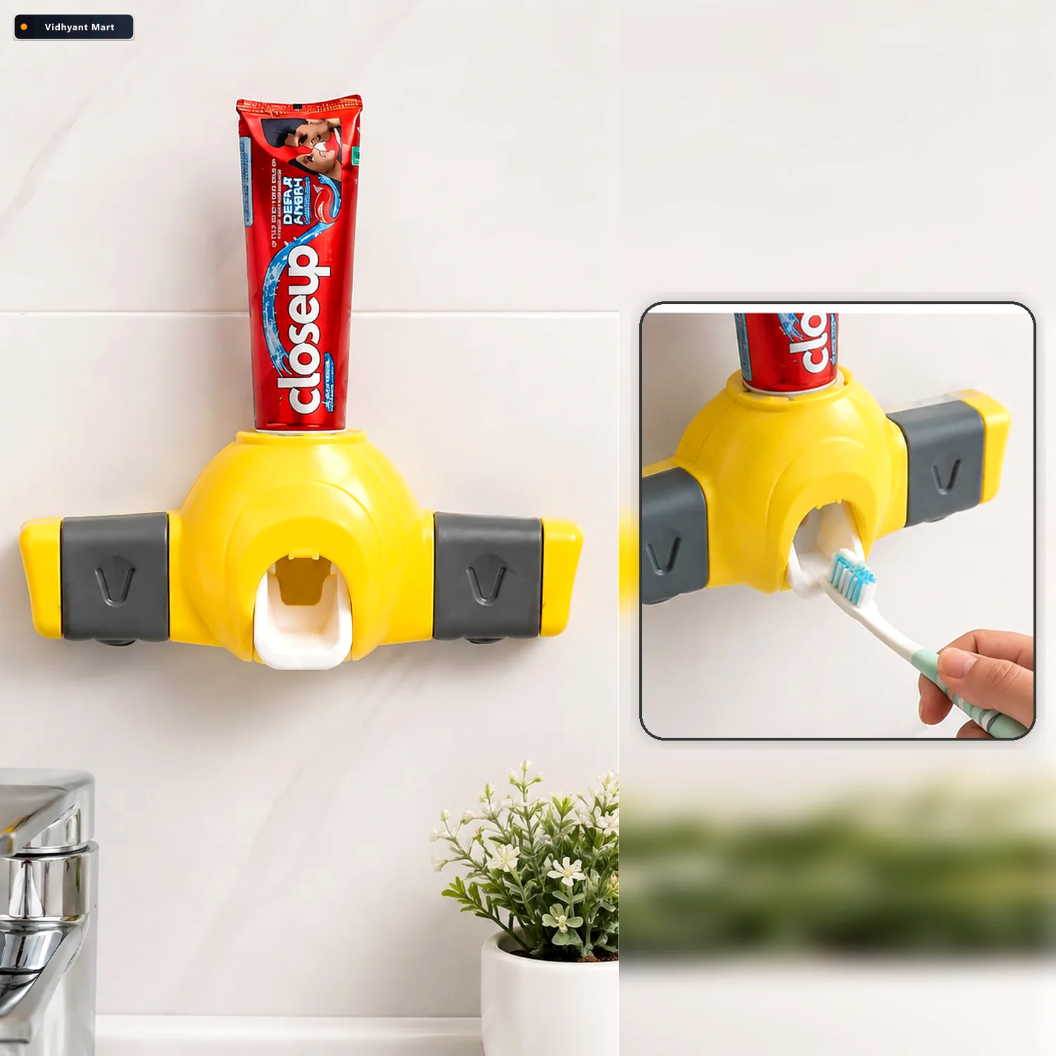Vidhyant Mart Automatic Toothpaste Dispenser Wall Mount Toothbru 1