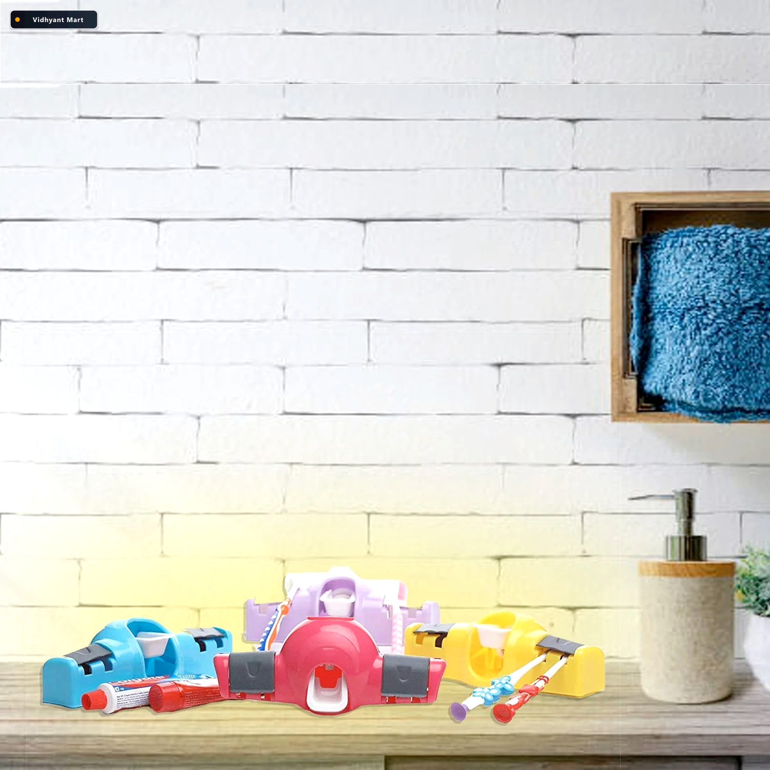 Vidhyant Mart Automatic Toothpaste Dispenser Wall Mount Toothbru 4