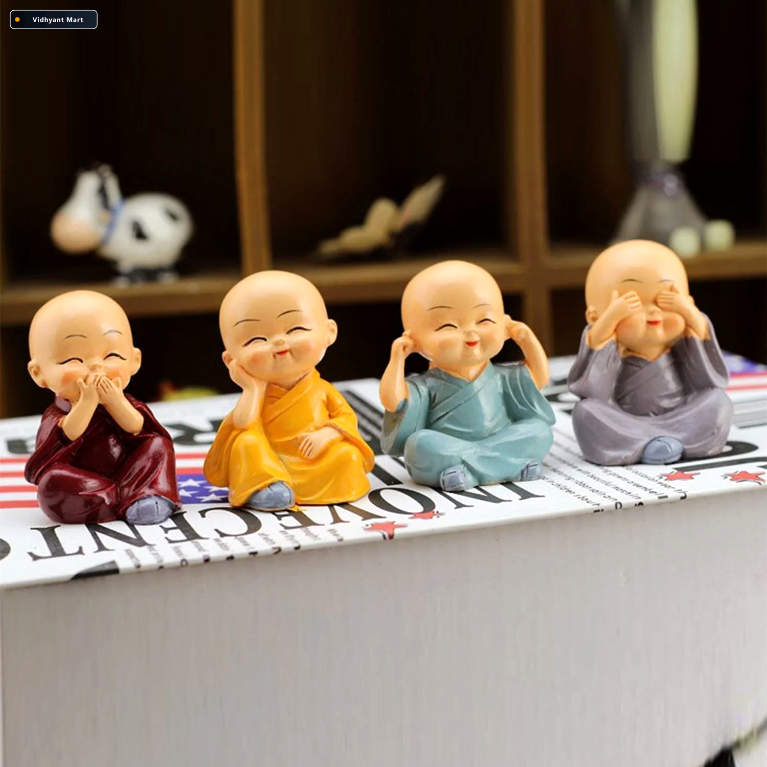 Vidhyant Mart Baby Buddha Statue Set 4 Piece Lightweight Decorat 1