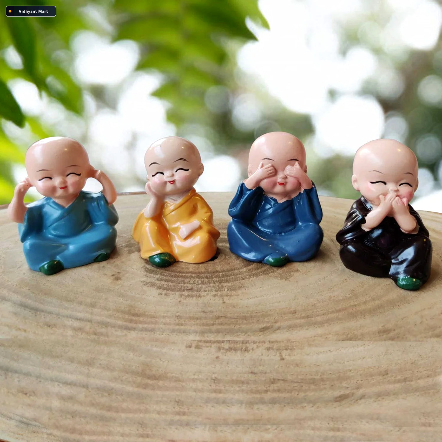 Vidhyant Mart Baby Buddha Statue Set 4 Piece Lightweight Decorat 3