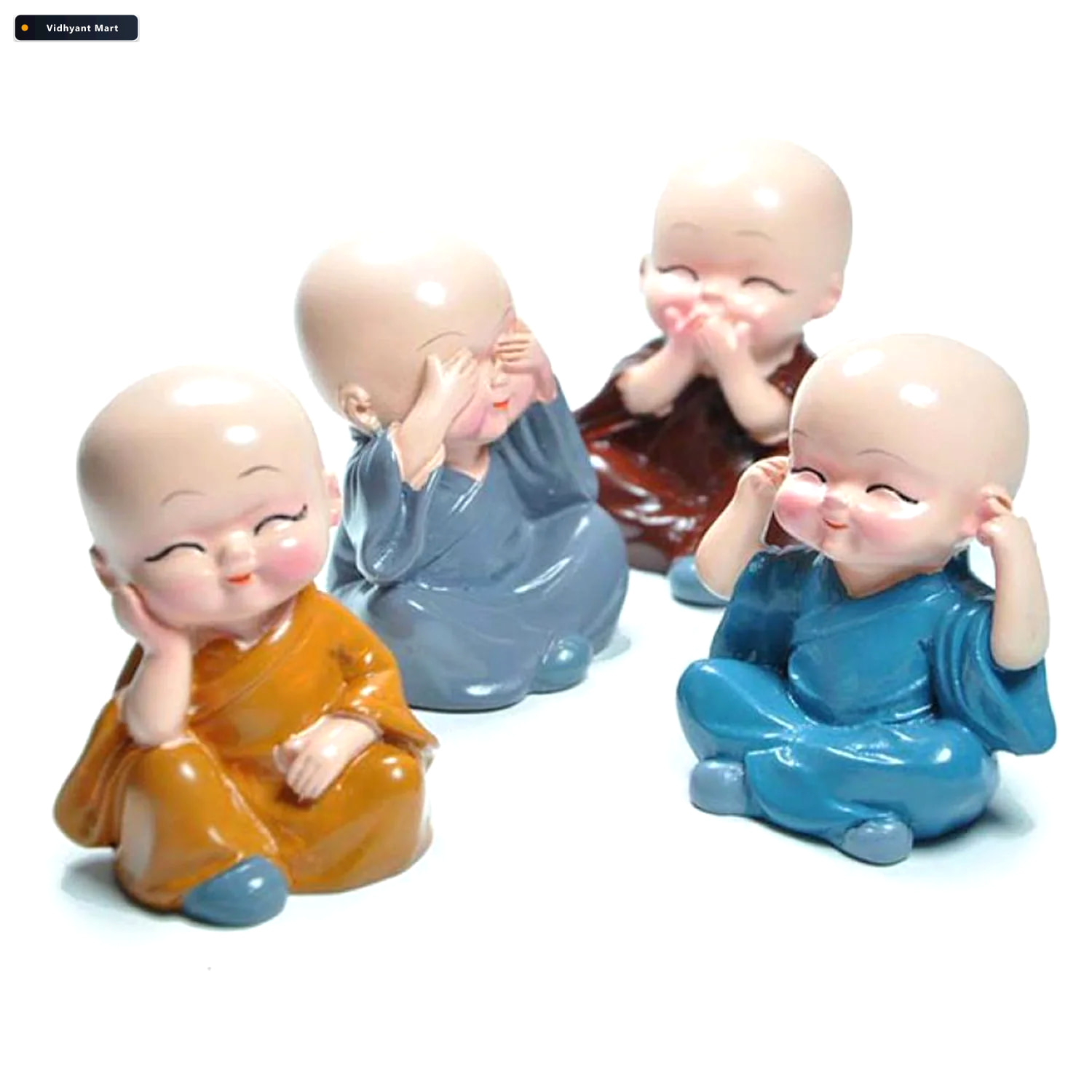 Vidhyant Mart Baby Buddha Statue Set 4 Piece Lightweight Decorat 4