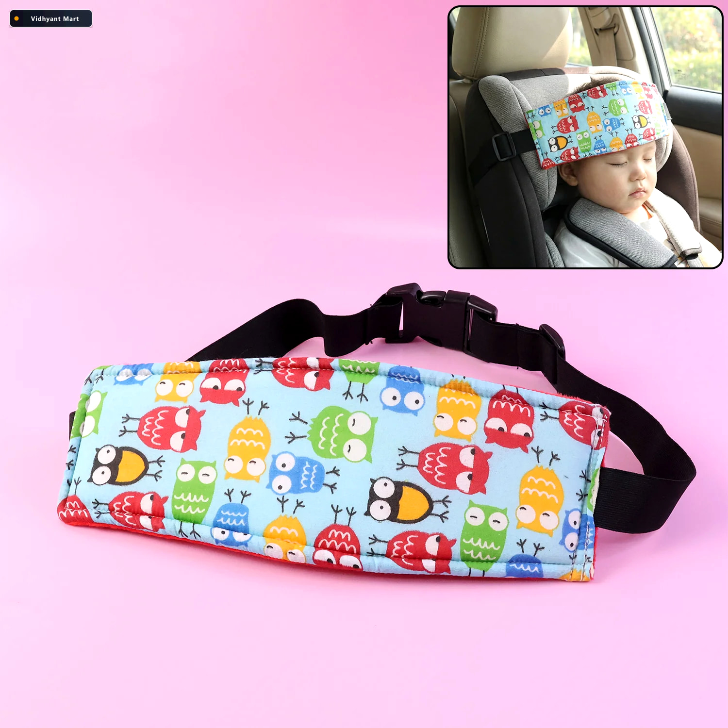 Vidhyant Mart Baby Car Seat Head Support Strap Adjustable Padded 2