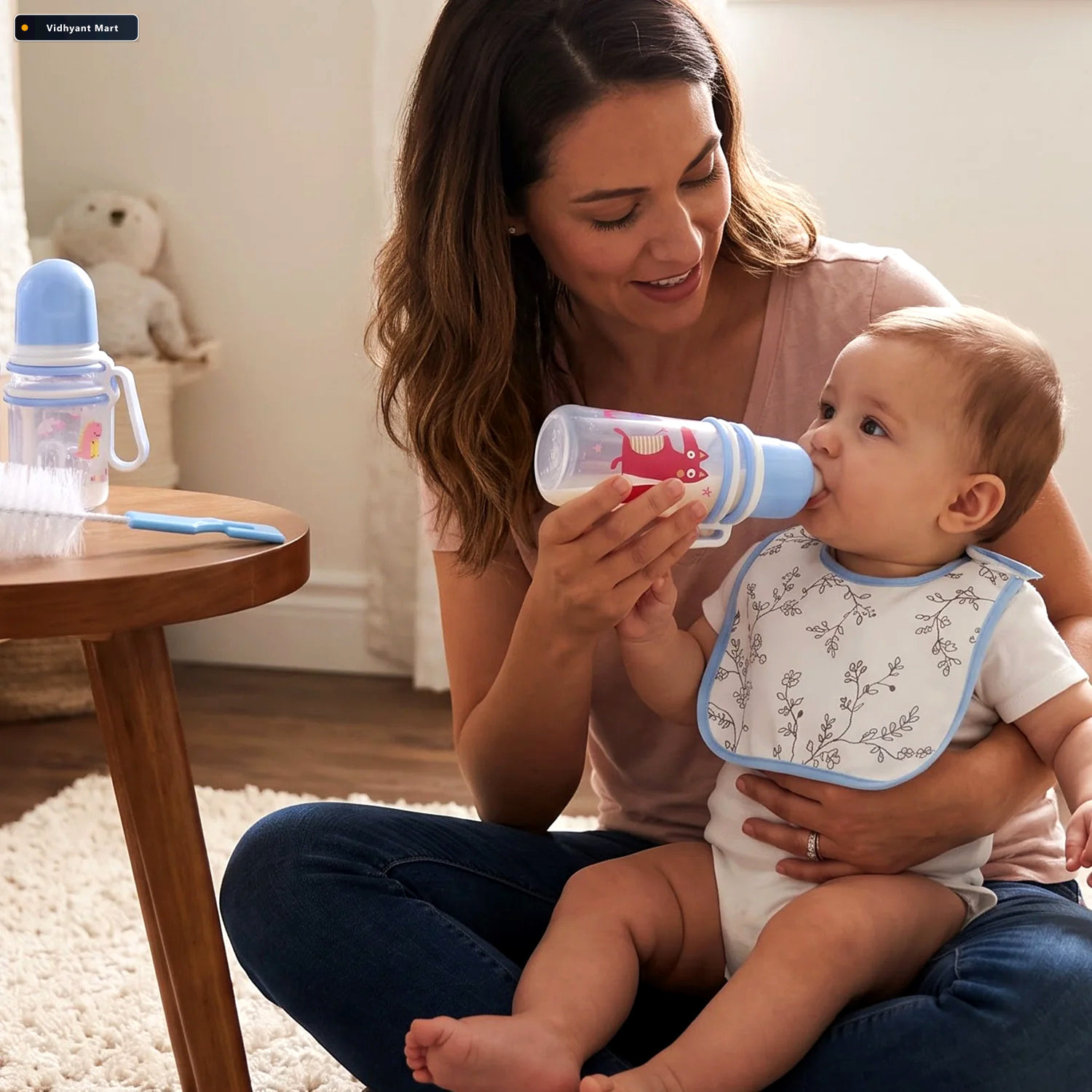 Vidhyant Mart Baby Feeding Bottle Set With Bib Brush For Newborn 2