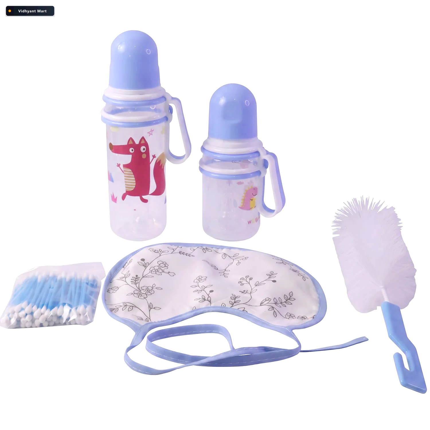 Vidhyant Mart Baby Feeding Bottle Set With Bib Brush For Newborn 4