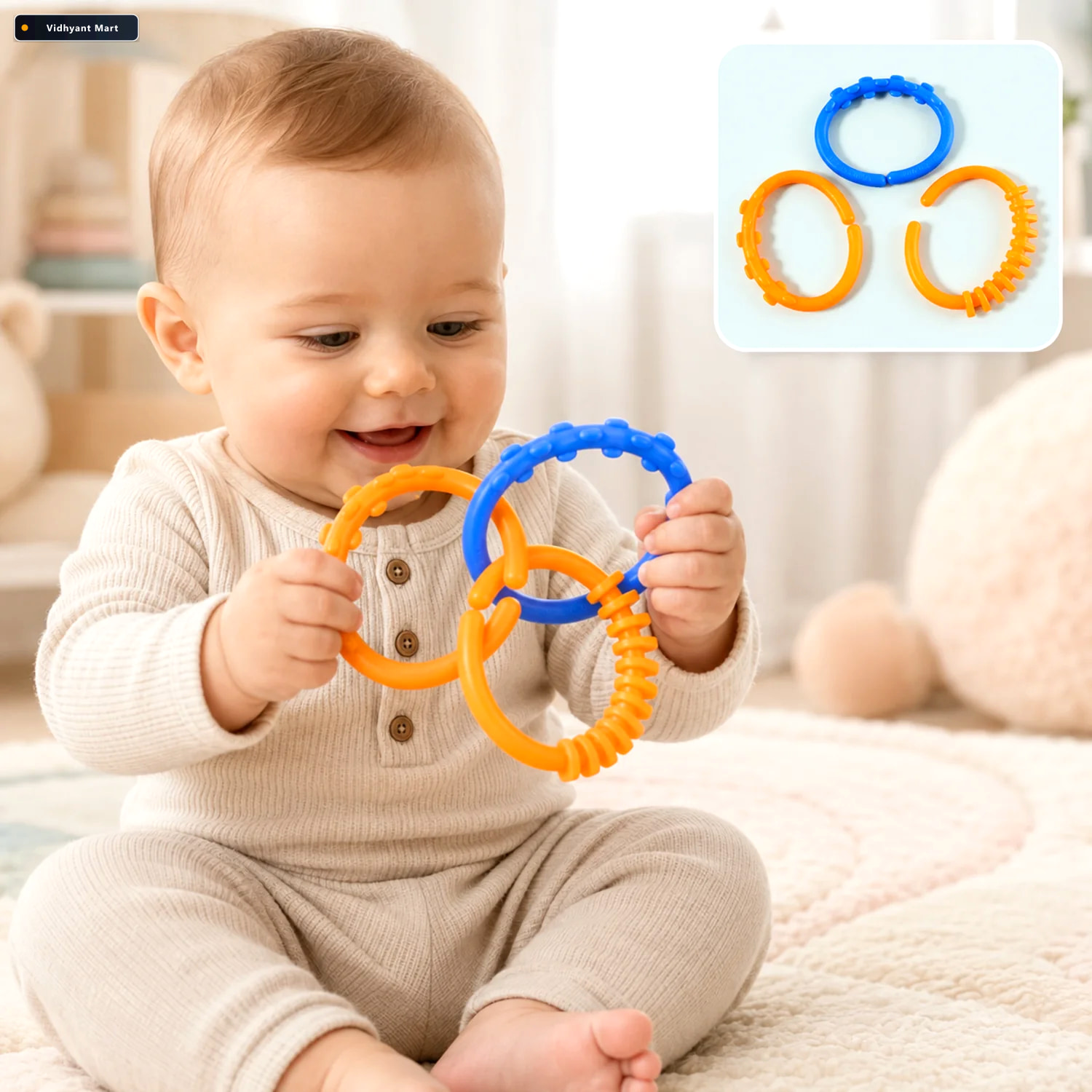 Vidhyant Mart Baby Learning Links Set Safe Colorful 3 Piece Educ 1