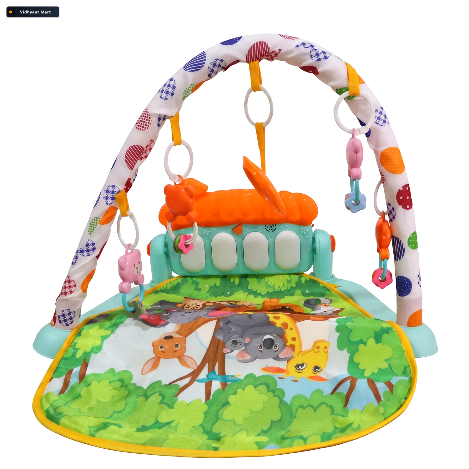 Vidhyant Mart Baby Piano Gym Activity Play Mat With Hanging Toys 4
