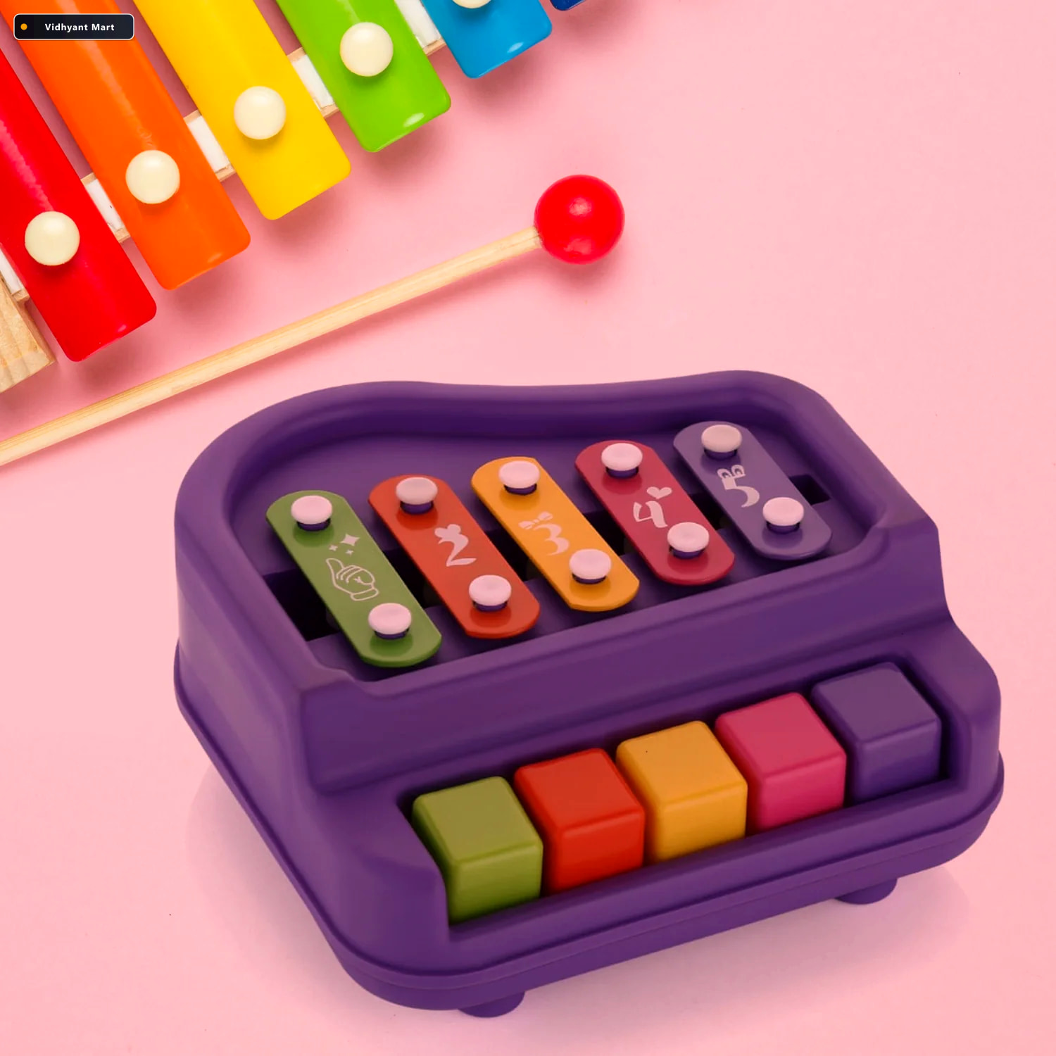 Vidhyant Mart Baby Piano Xylophone 2 In 1 Musical Toy For Toddle 3