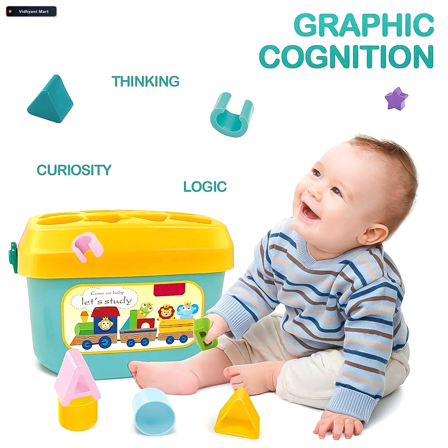 Vidhyant Mart Baby Shape Sorter Toy With Geometric Stacking Bloc 2