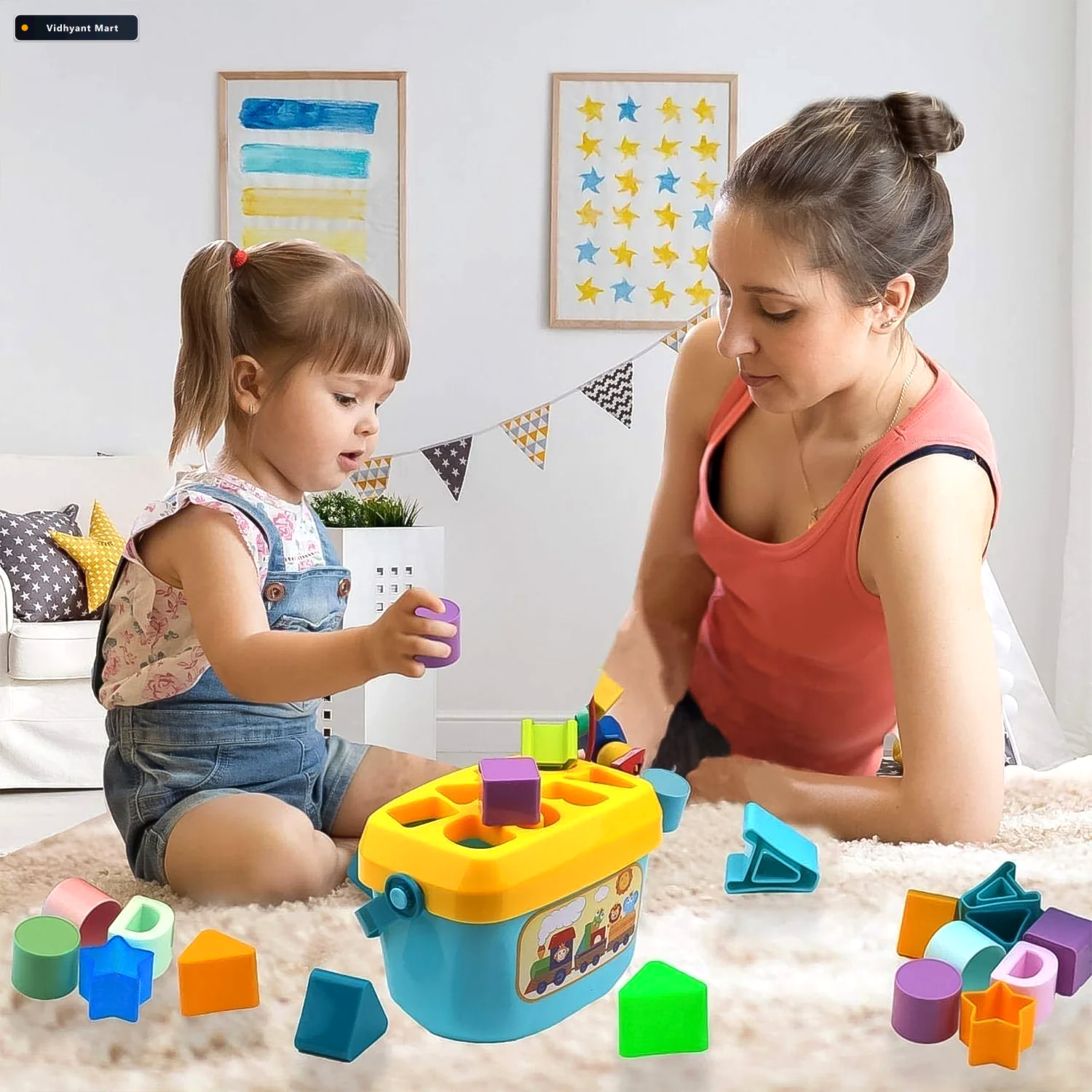 Vidhyant Mart Baby Shape Sorter Toy With Geometric Stacking Bloc 3