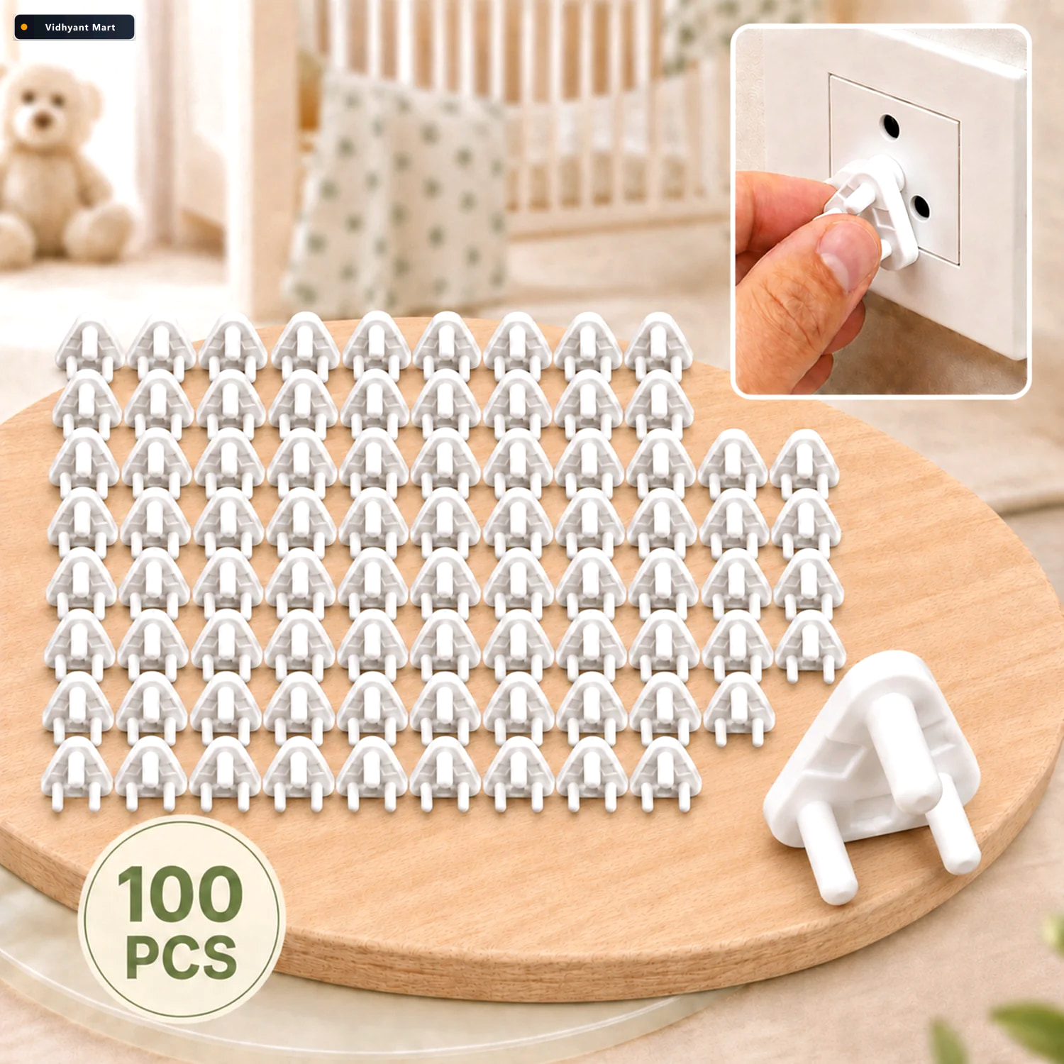 Vidhyant Mart Baby Socket Covers 100 Pc Child Safety Outlet Plug 1