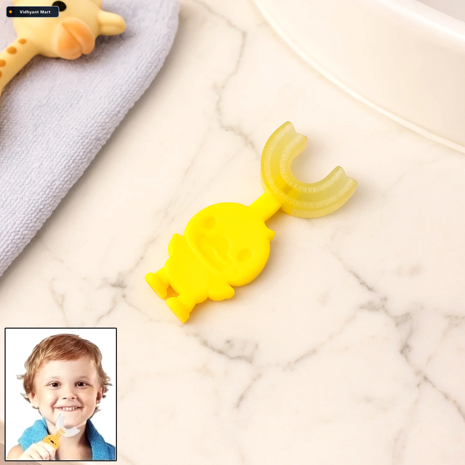 Vidhyant Mart Baby Toothbrush Cute Duck U Shape Soft Silicone 36 1