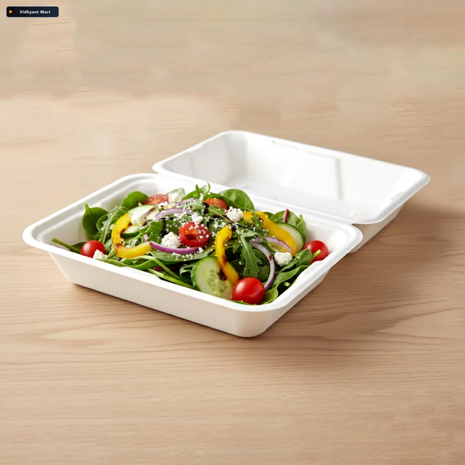 Vidhyant Mart Bagasse Clamshell Food Box Eco Friendly 9x6 Inch D 2