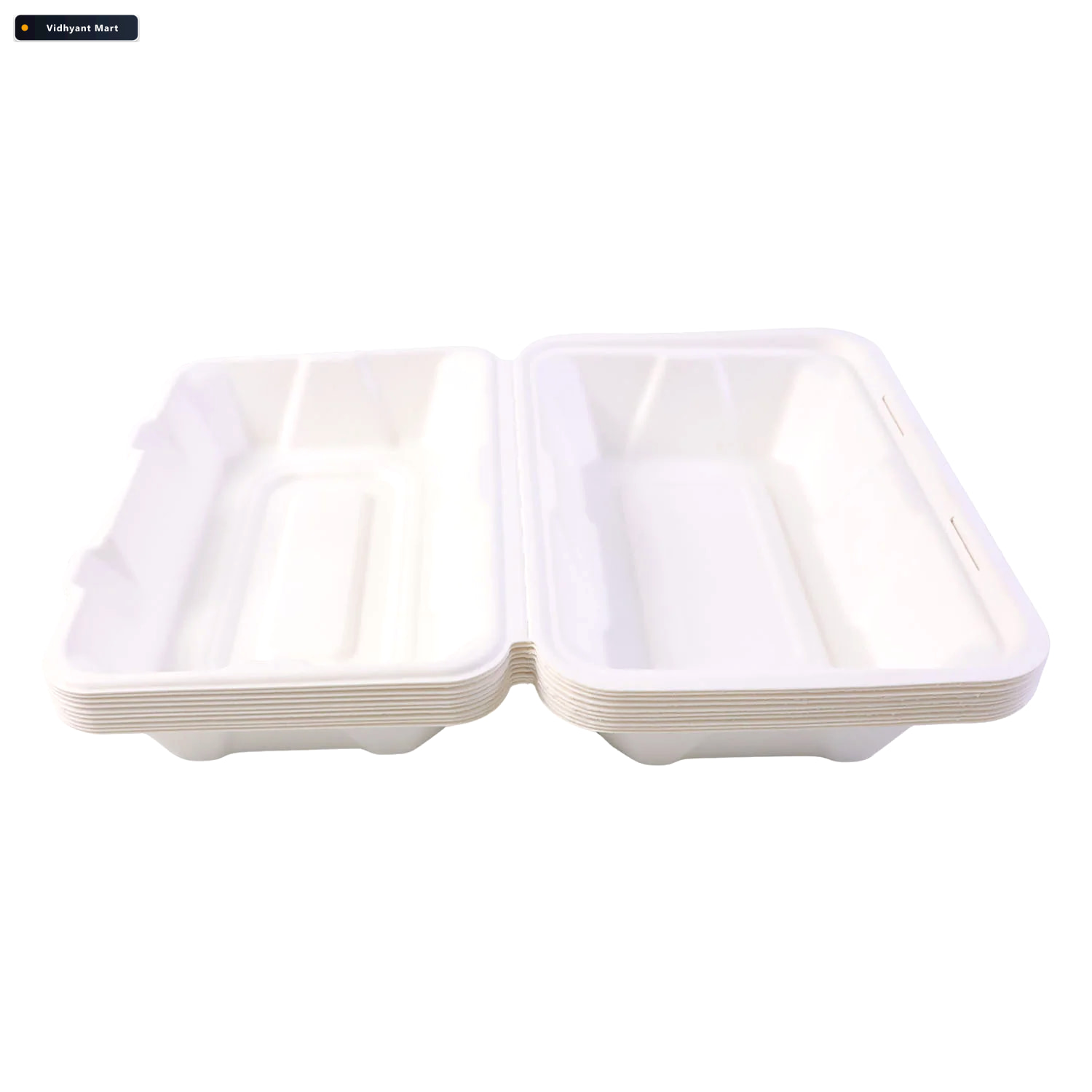 Vidhyant Mart Bagasse Clamshell Food Box Eco Friendly 9x6 Inch D 3