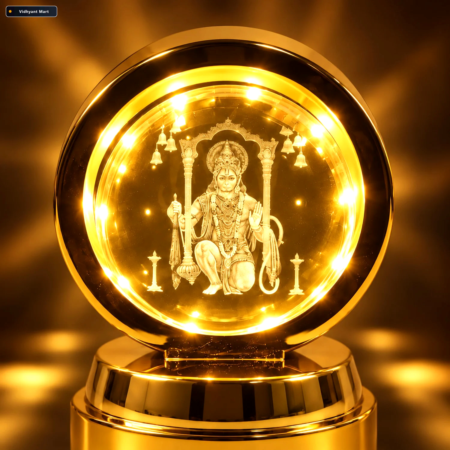 Vidhyant Mart Bajrang Bali 3d Crystal Ball Night Light Soothing 2