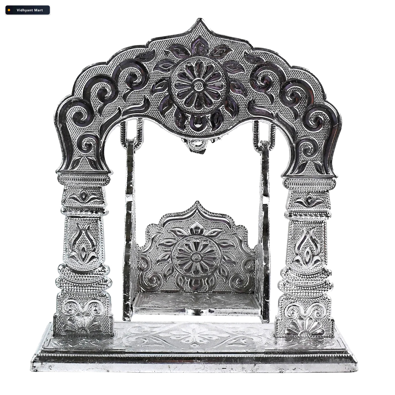 Vidhyant Mart Bal Gopal Jhula Silver Coated Decorative Swing For 4