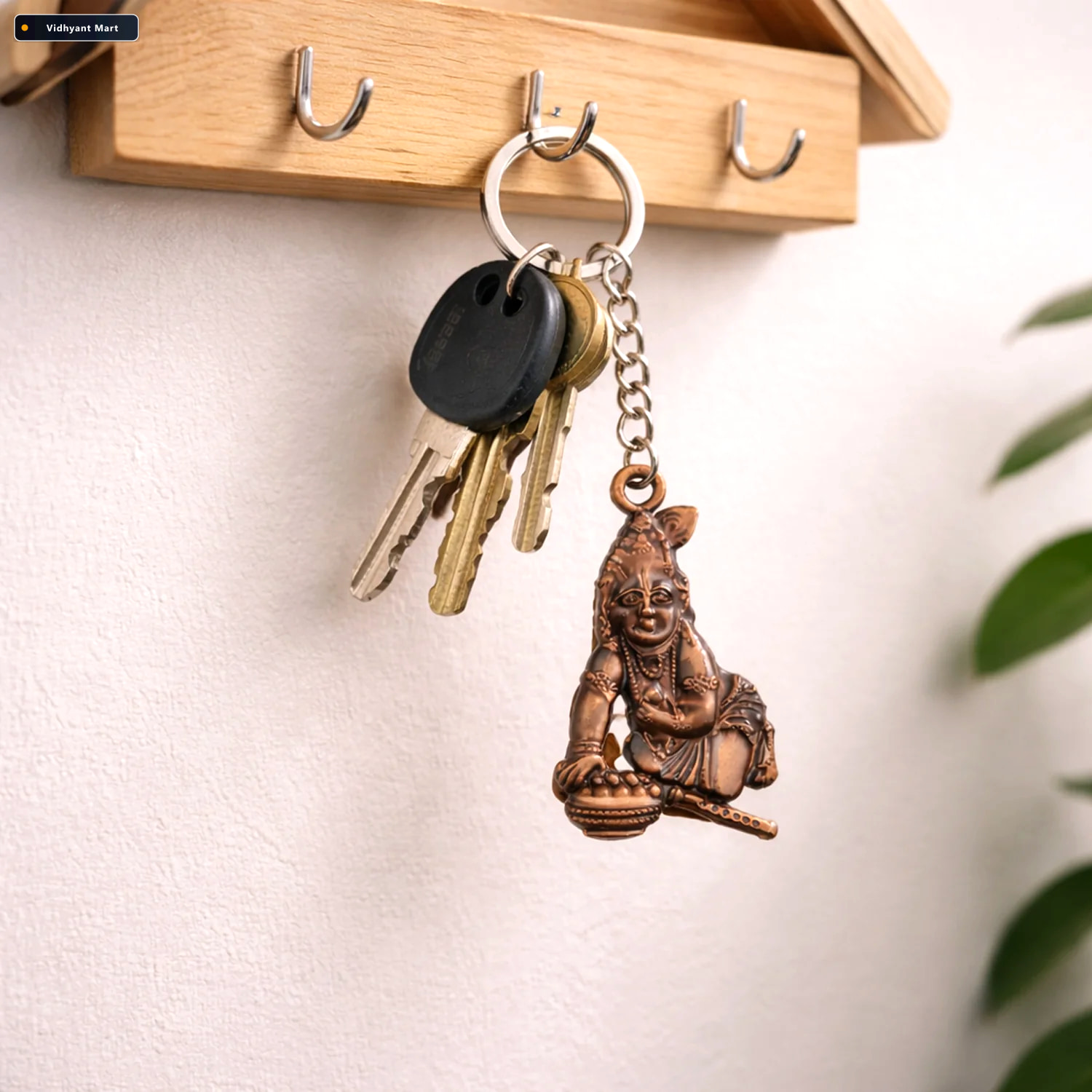 Vidhyant Mart Bal Krishna Makhan Chor Keychain Premium Antique G 3
