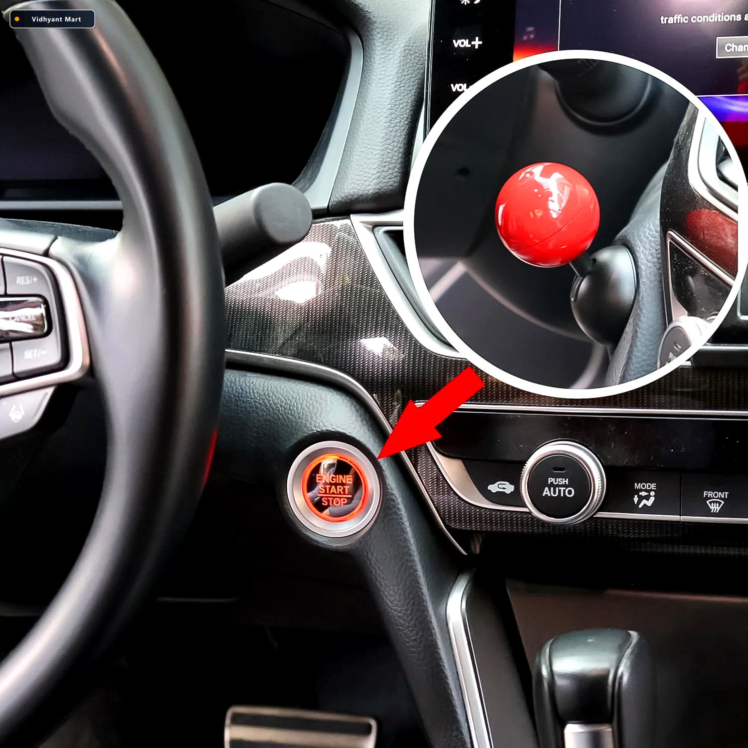 Vidhyant Mart Ball Design Car Push Start Button Cover Durable Me 2