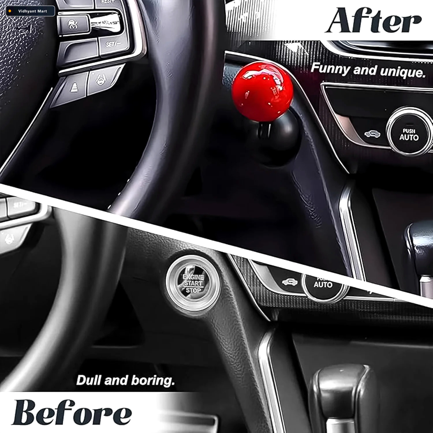 Vidhyant Mart Ball Design Car Push Start Button Cover Durable Me 3