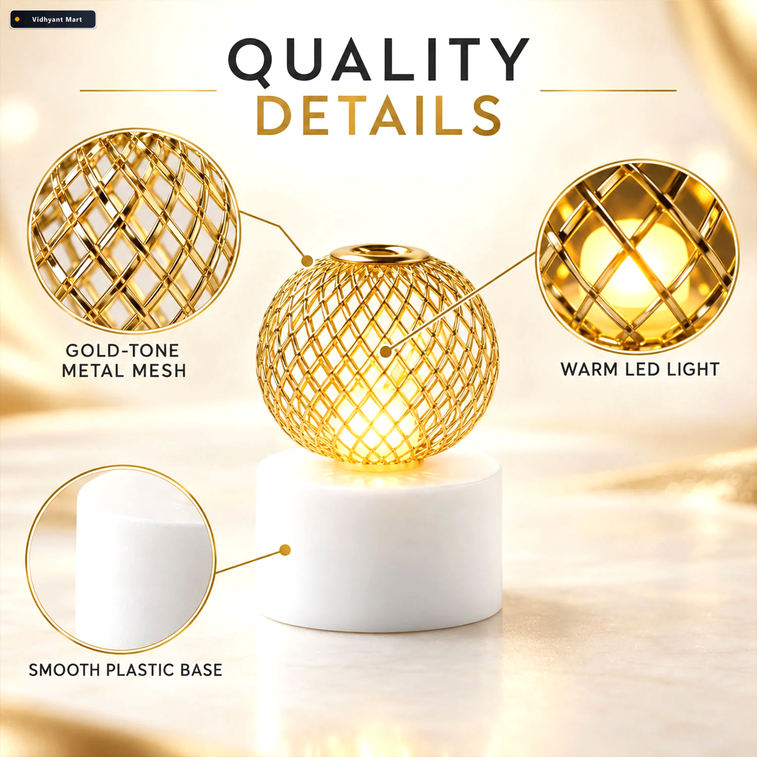 Vidhyant Mart Ball Shape Decorative Led Light Set With Warm Ambe 4