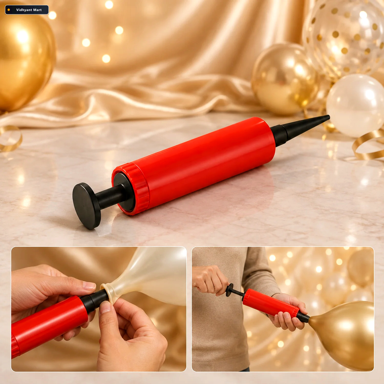 Vidhyant Mart Balloon Air Pump Manual Dual Action Easy Inflation 1