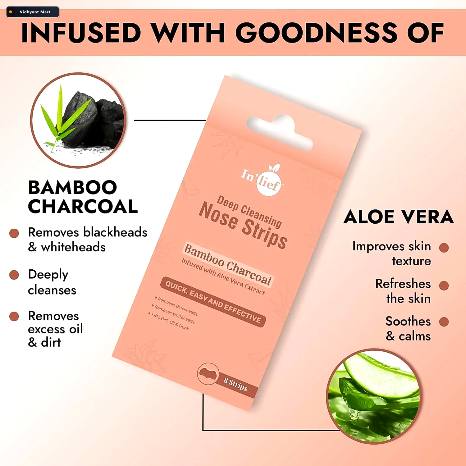 Vidhyant Mart Bamboo Charcoal Nose Strips Deep Cleansing Blackhe 2