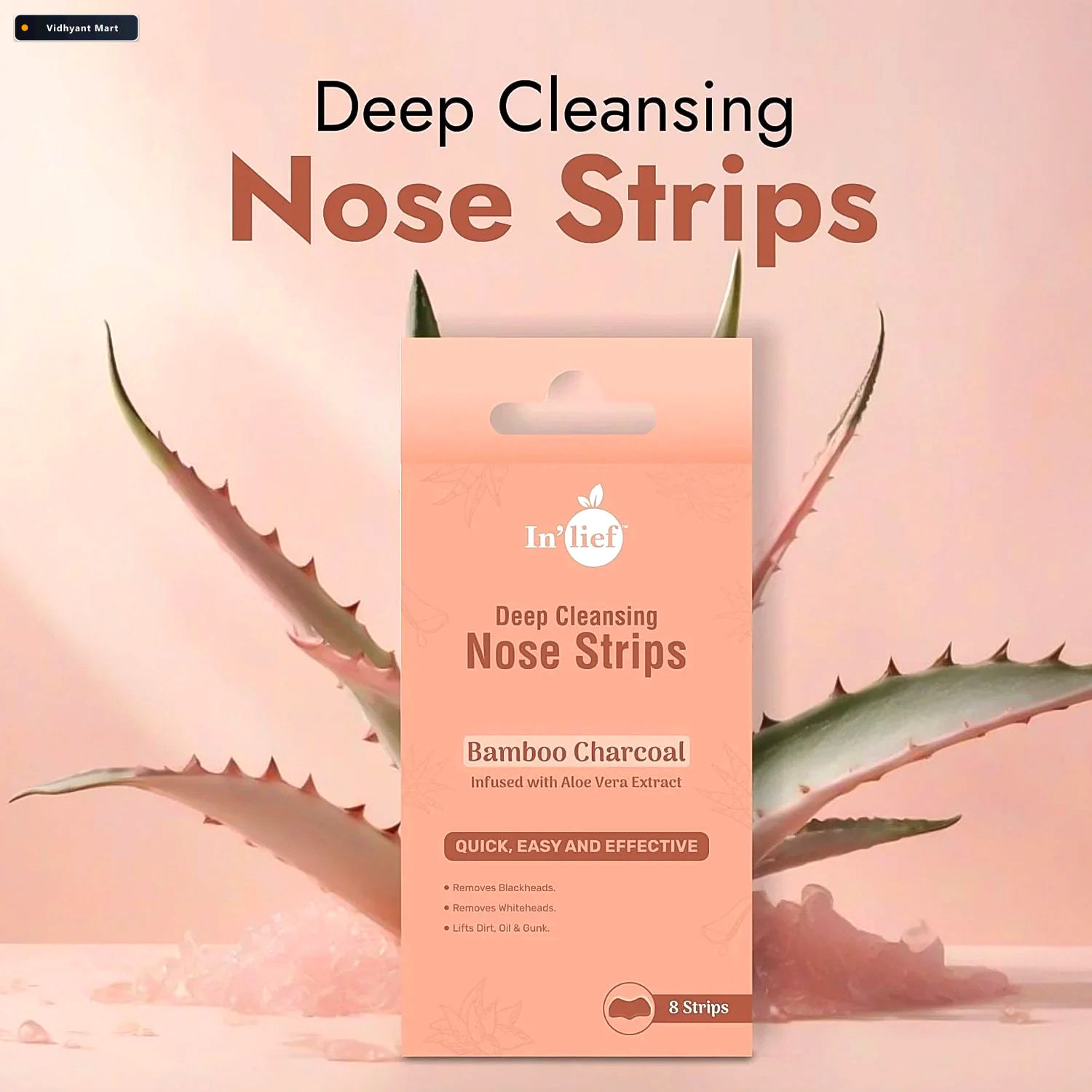 Vidhyant Mart Bamboo Charcoal Nose Strips Deep Cleansing Blackhe 3