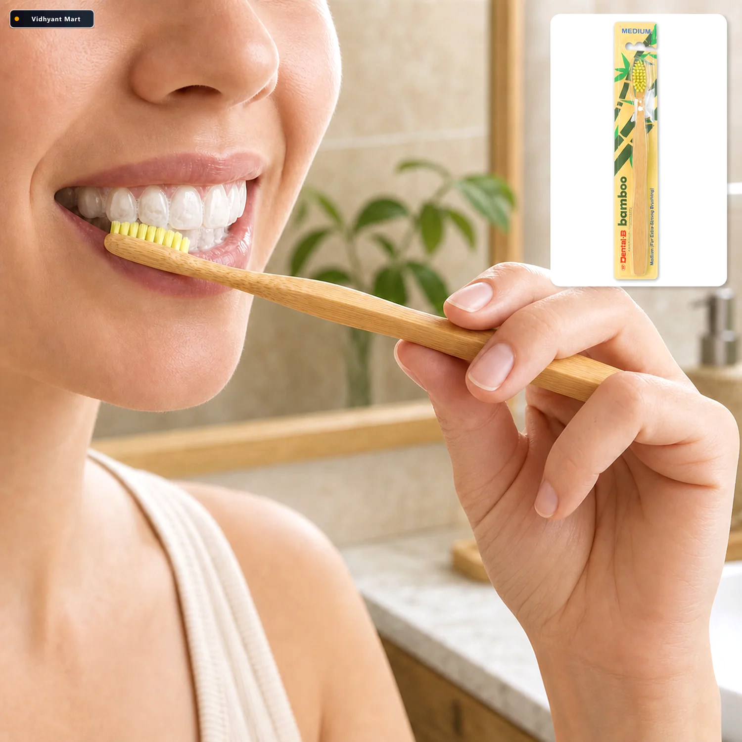 Vidhyant Mart Bamboo Toothbrush Eco Friendly Medium Bristles For 1