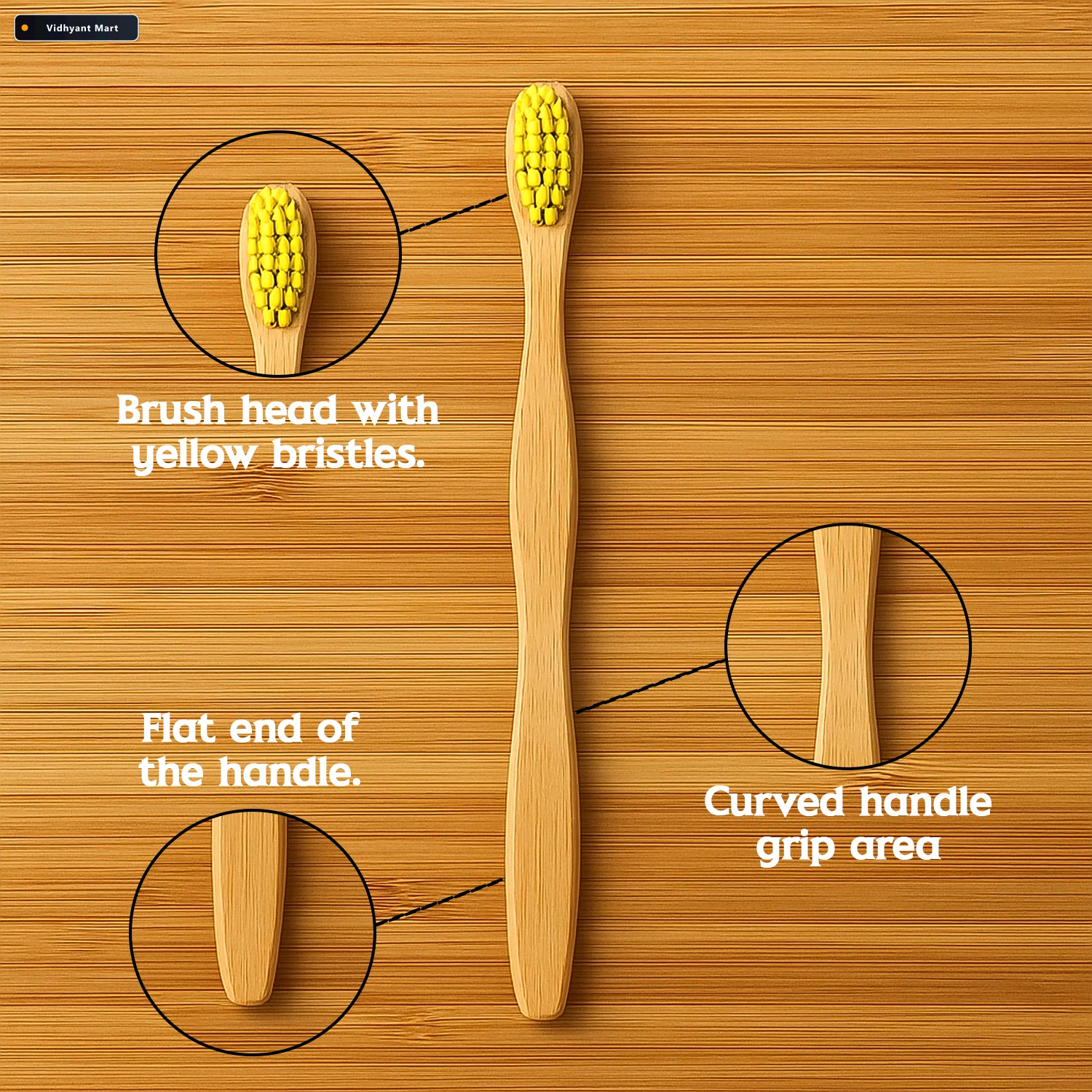 Vidhyant Mart Bamboo Toothbrush Eco Friendly Medium Bristles For 2