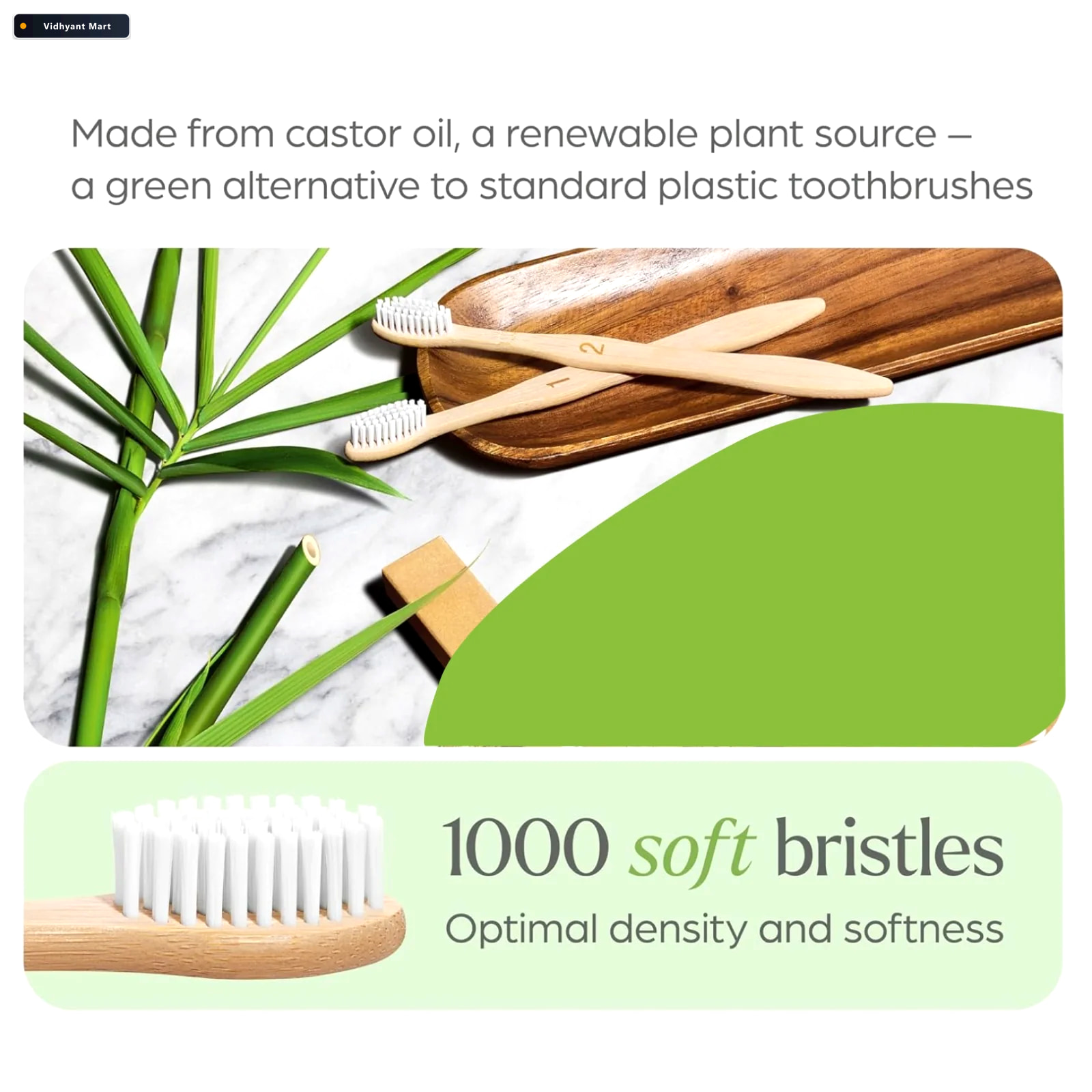 Vidhyant Mart Bamboo Toothbrush Set Eco Friendly Medium Bristles 3
