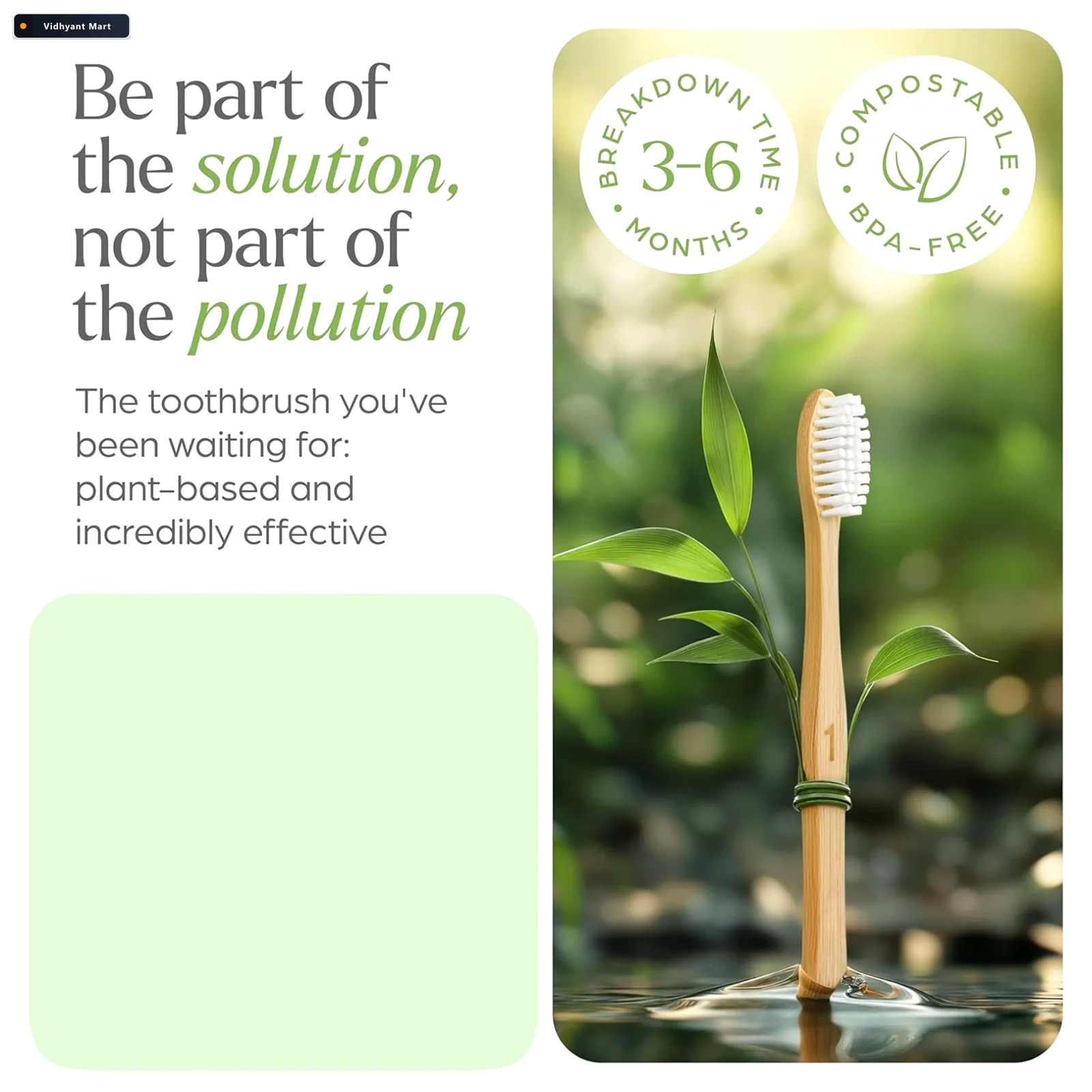 Vidhyant Mart Bamboo Toothbrush Set Eco Friendly Medium Bristles 4