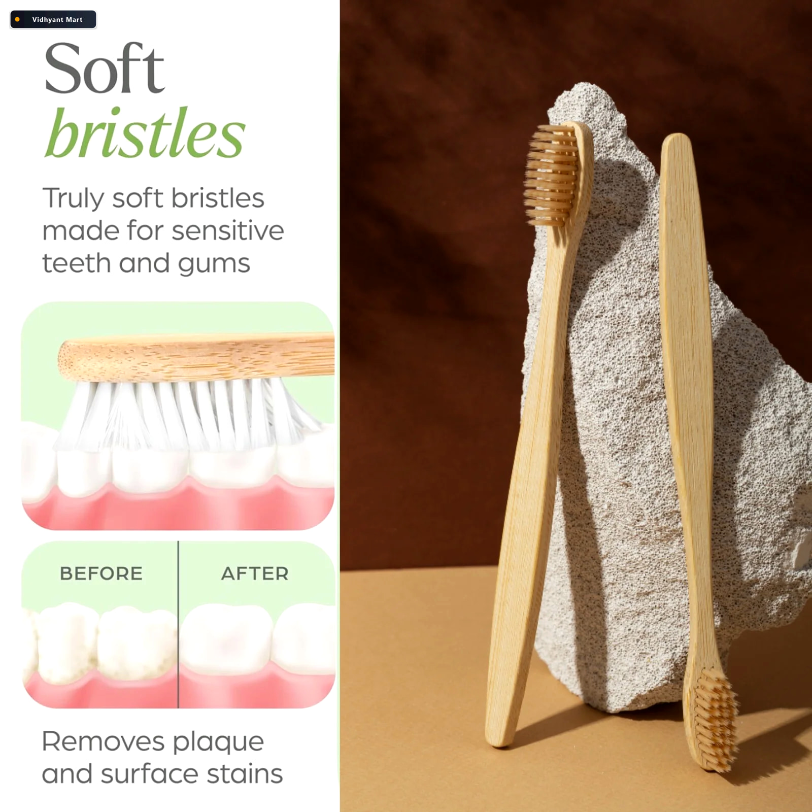 Vidhyant Mart Bamboo Toothbrush Set Eco Friendly Medium Bristles 5