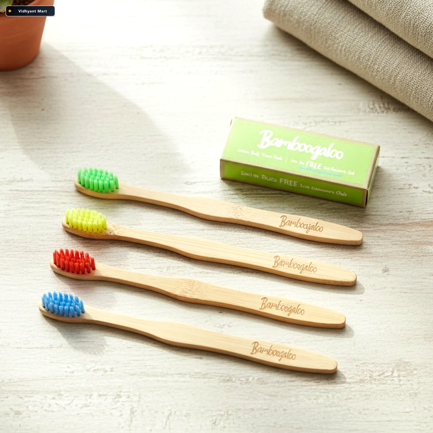 Vidhyant Mart Bamboo Toothbrush Set For Adults Soft Bristles Pac 1