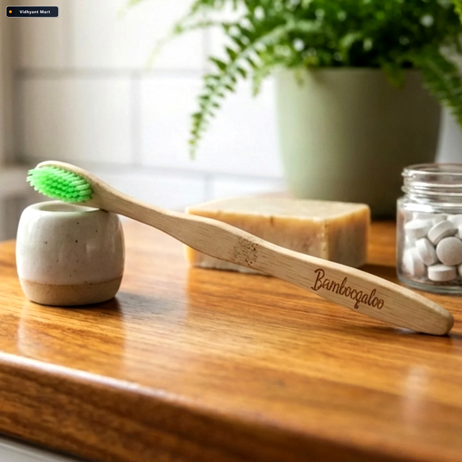 Vidhyant Mart Bamboo Toothbrush Set For Adults Soft Bristles Pac 4