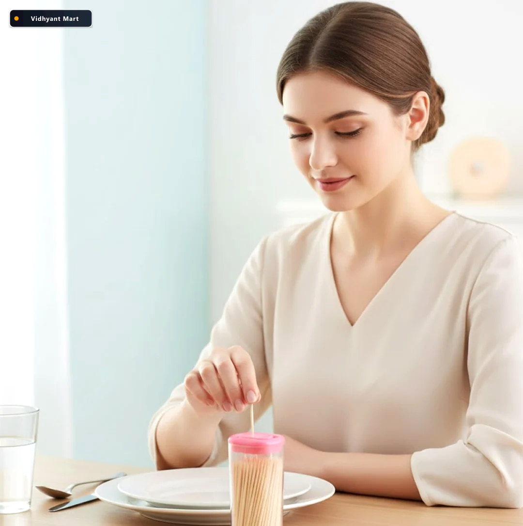 Vidhyant Mart Bamboo Toothpicks Eco Friendly Reusable Dispenser 4