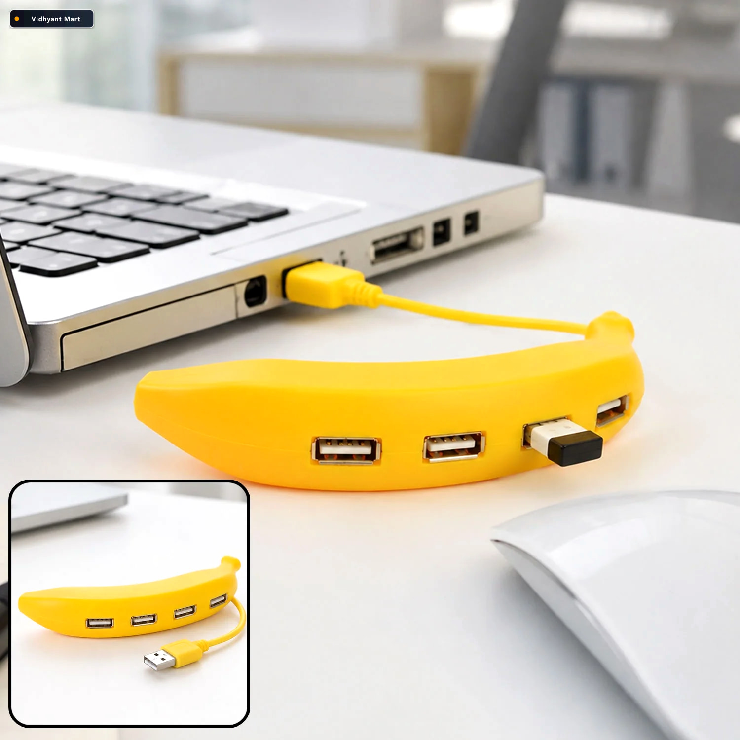 Vidhyant Mart Banana Shape Usb Hub 4 Port 20 Splitter Wiregenix 1