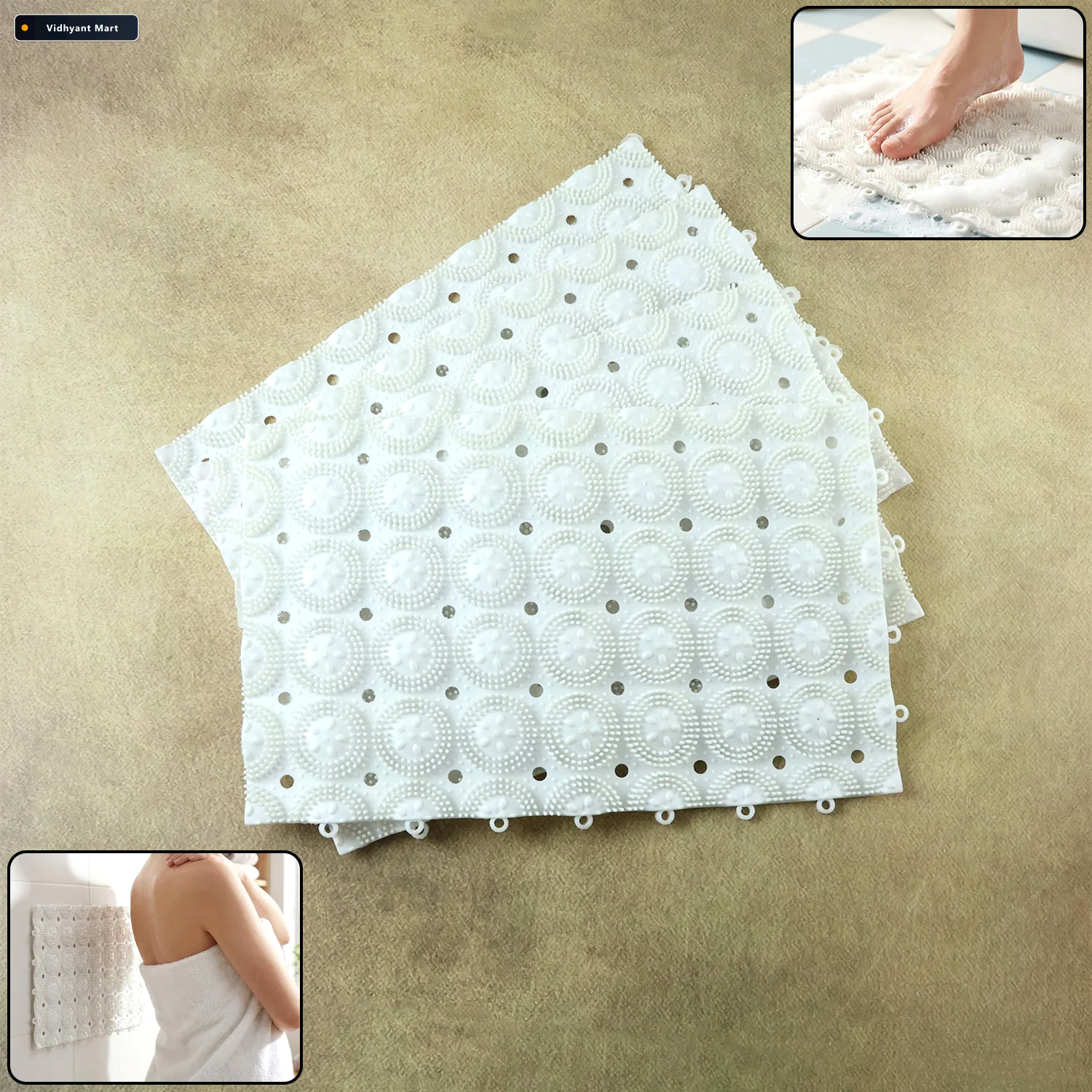 Vidhyant Mart Bathroom Massage Mat Anti Slip Safety With Suction 1