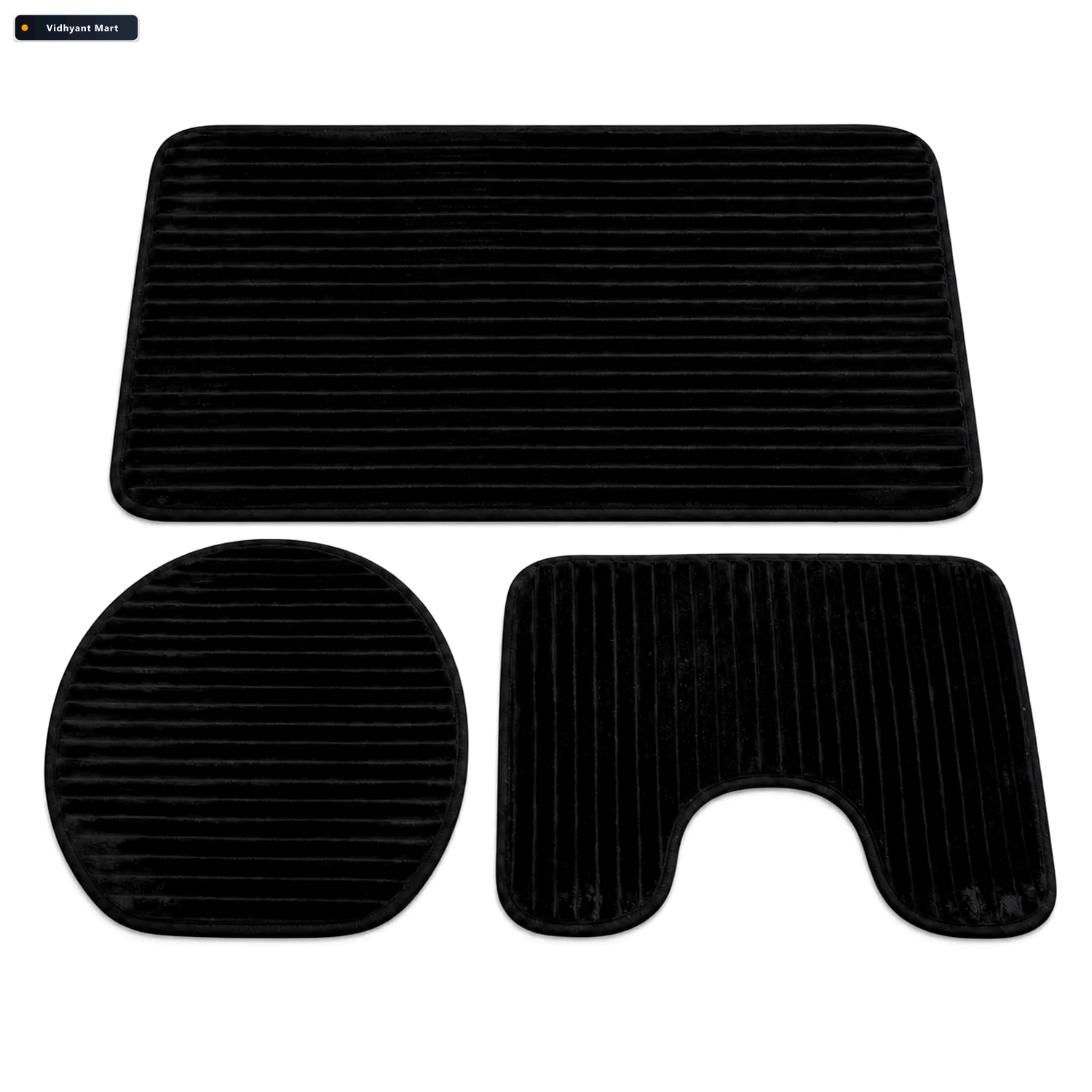 Vidhyant Mart Bathroom Mat Set With Toilet Contour Rug And Lid C 3