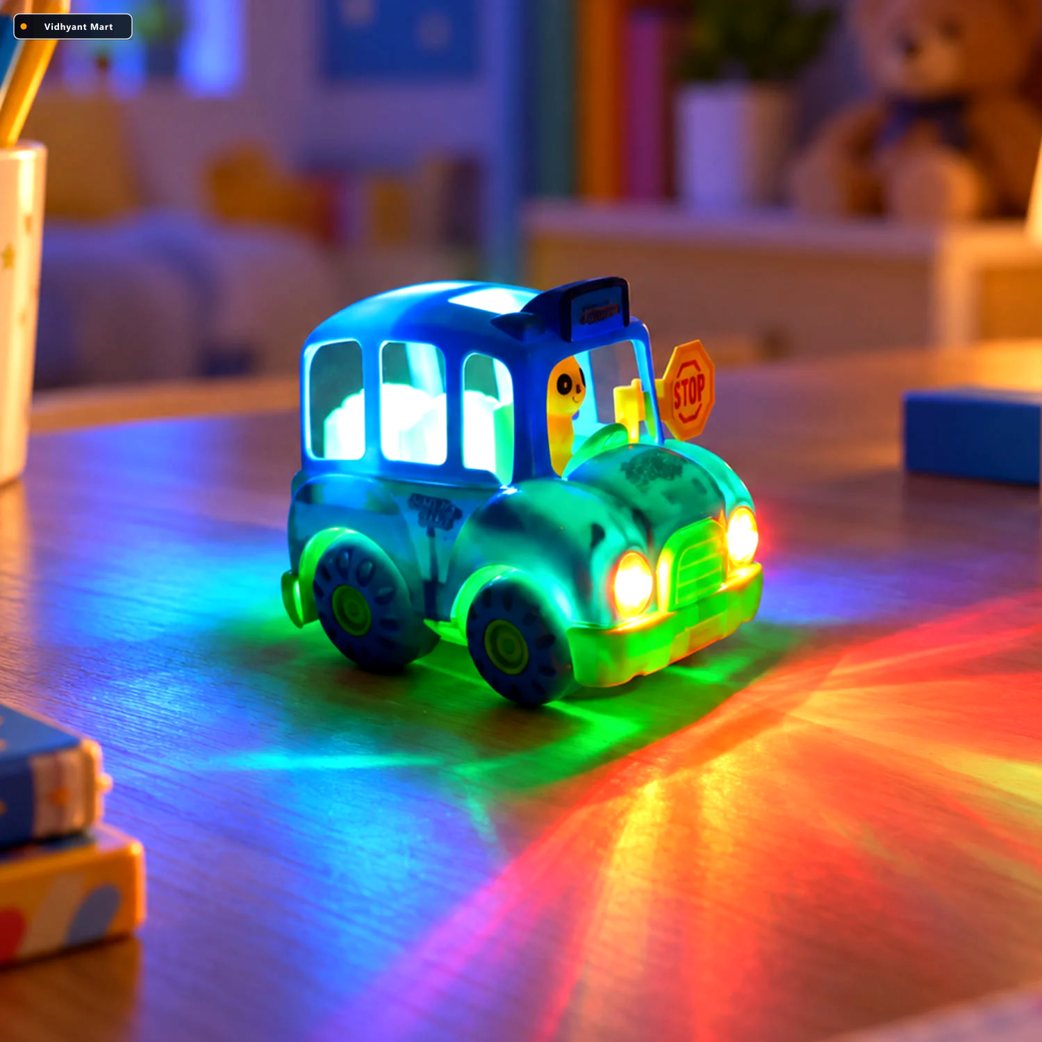 Vidhyant Mart Battery Operated Musical School Bus Toy With Flash 1