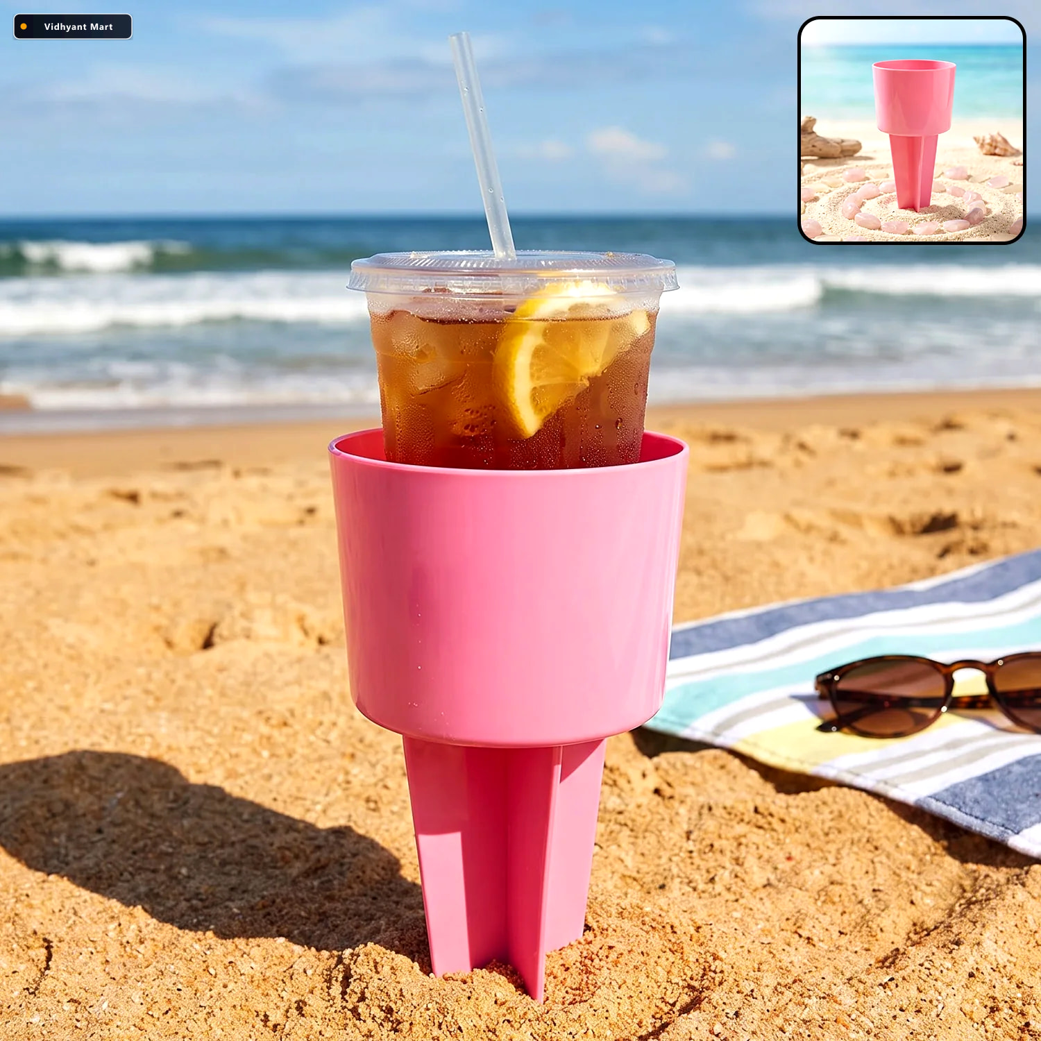 Vidhyant Mart Beach Sand Cup Holder With Ground Stake For Outdoo 1