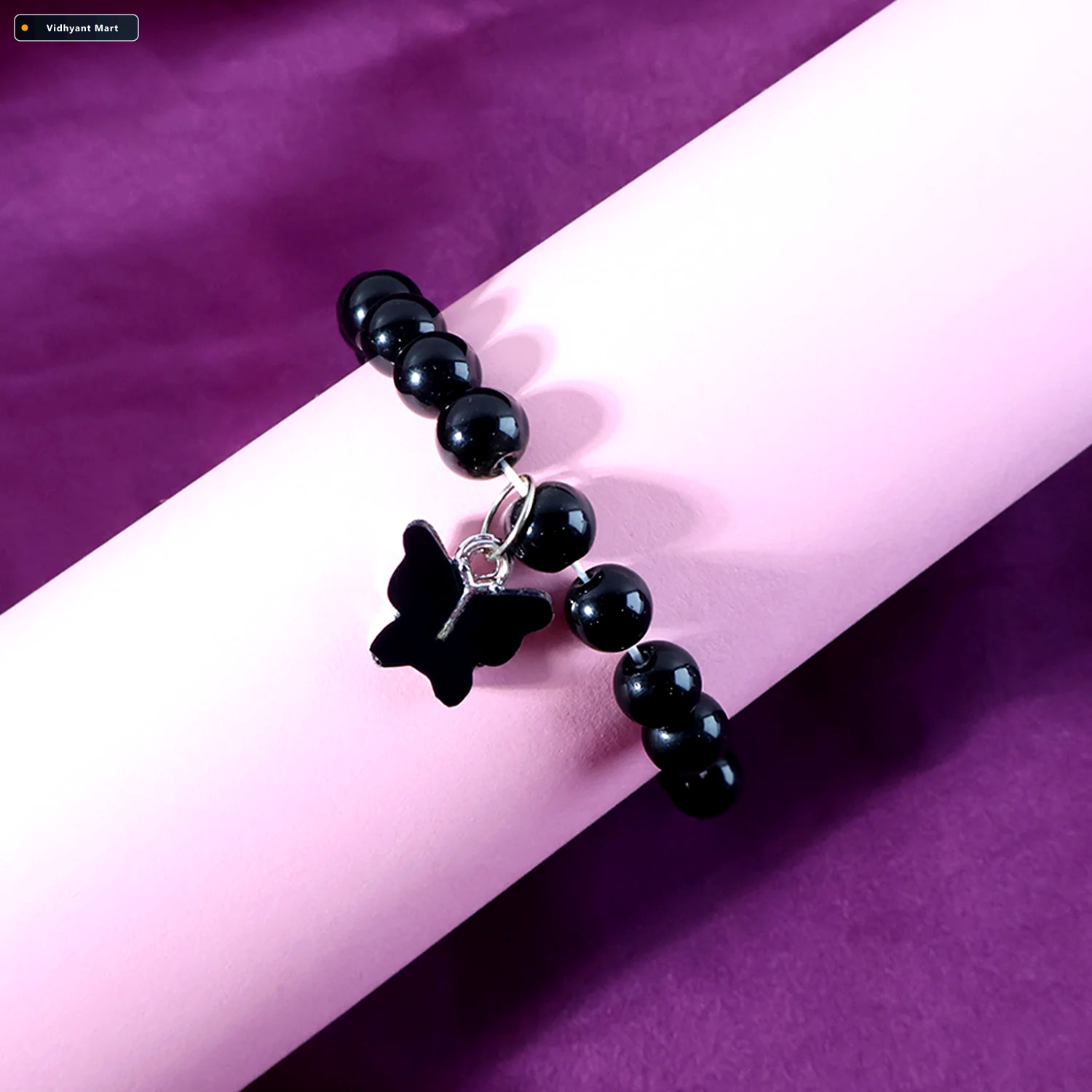 Vidhyant Mart Beaded Bracelet With Butterfly Charm Elegant Stret 3