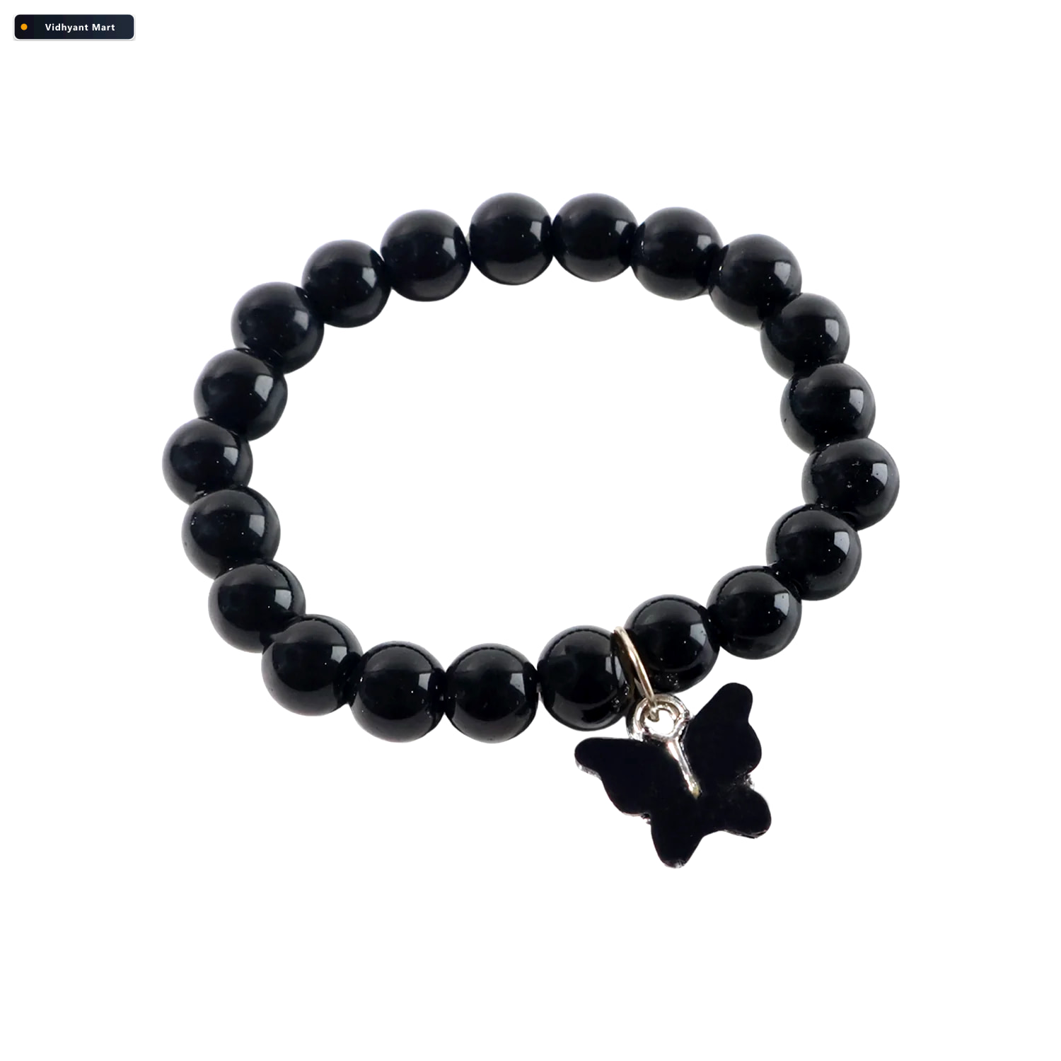 Vidhyant Mart Beaded Bracelet With Butterfly Charm Elegant Stret 4