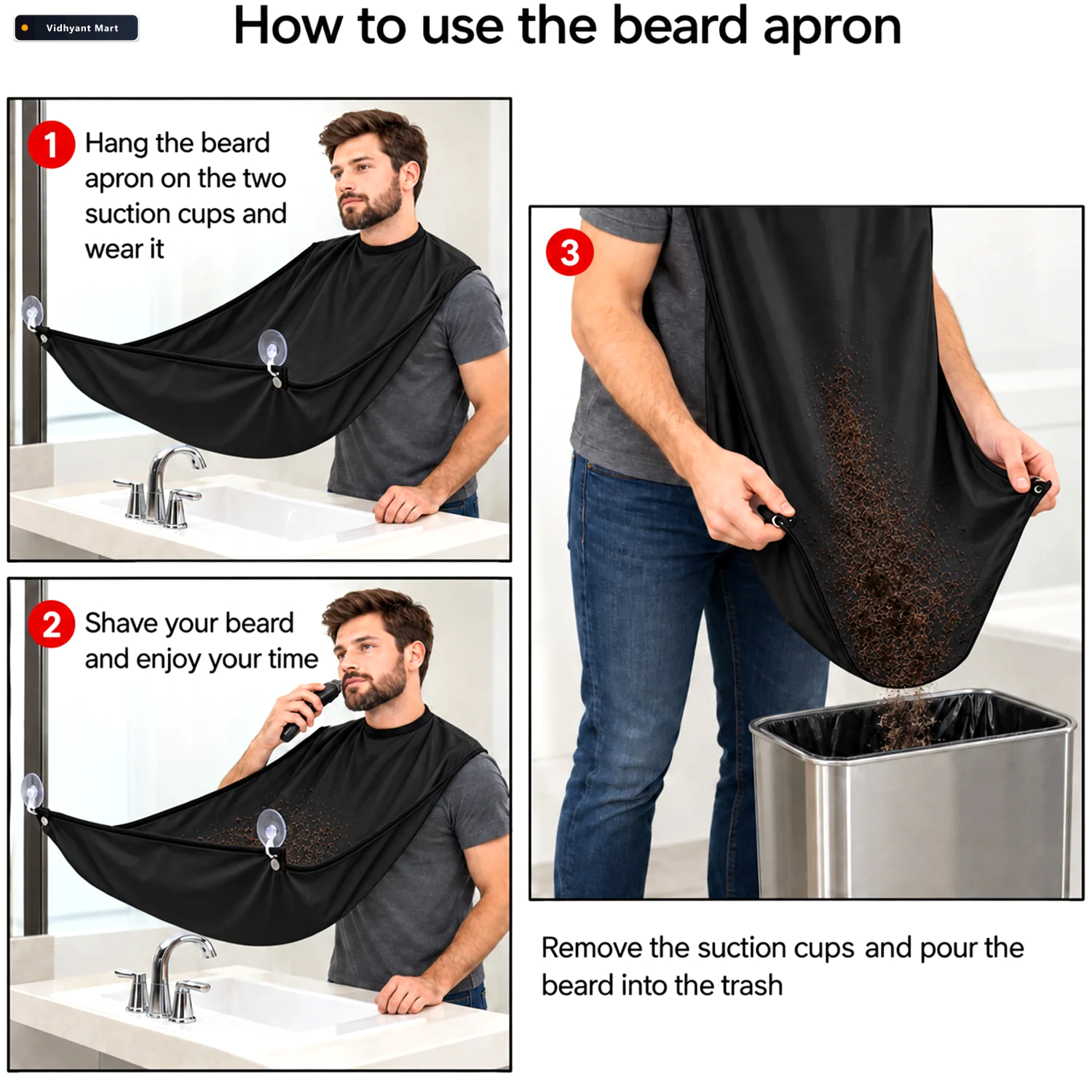 Vidhyant Mart Beard Apron For Men Shaving Cape With Suction Cups 2