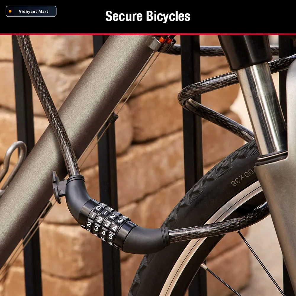 Vidhyant Mart Bicycle Cable Lock Heavy Duty 4 Dial Combination M 3