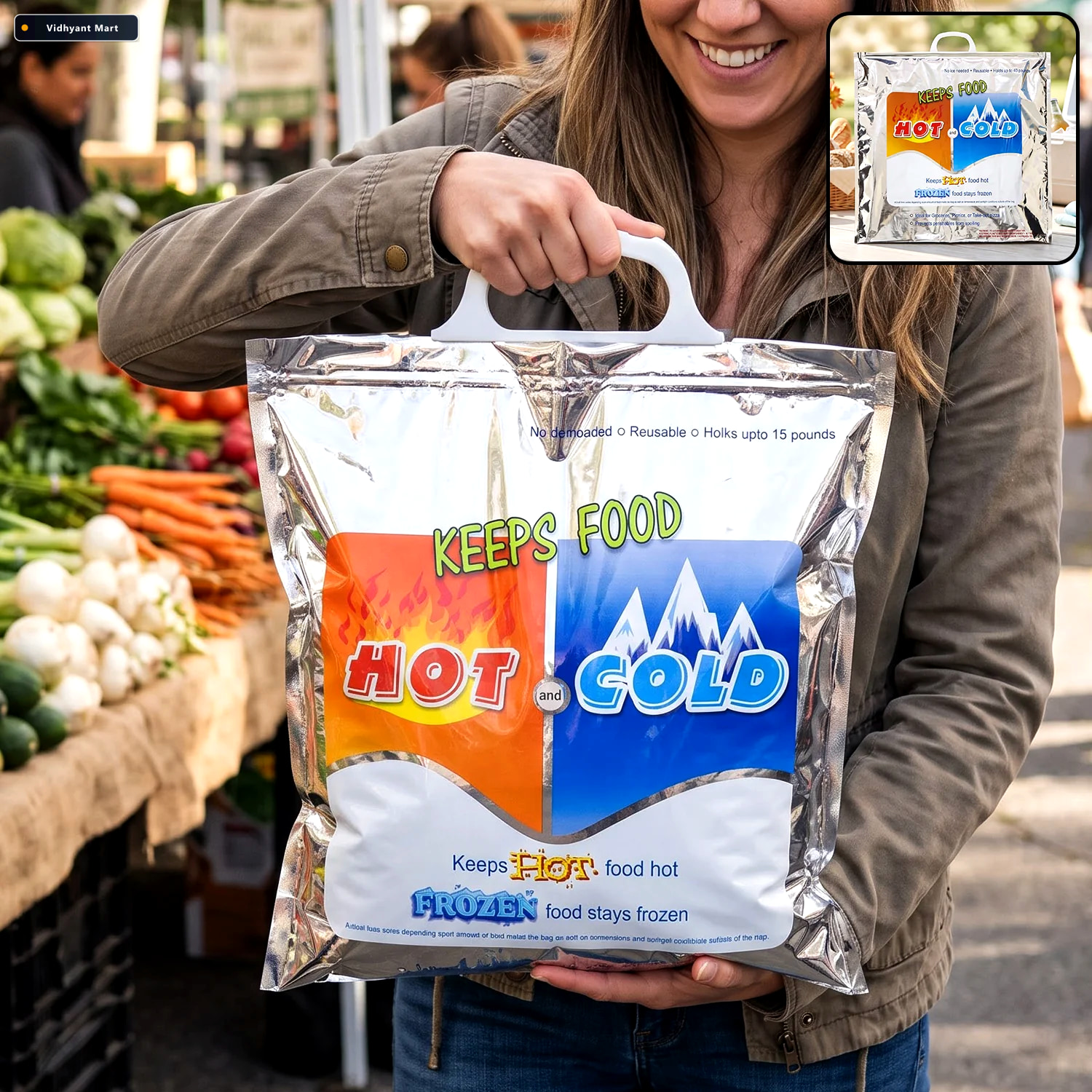 Vidhyant Mart Big Hot Cold Insulated Food Storage Bag For Grocer 1