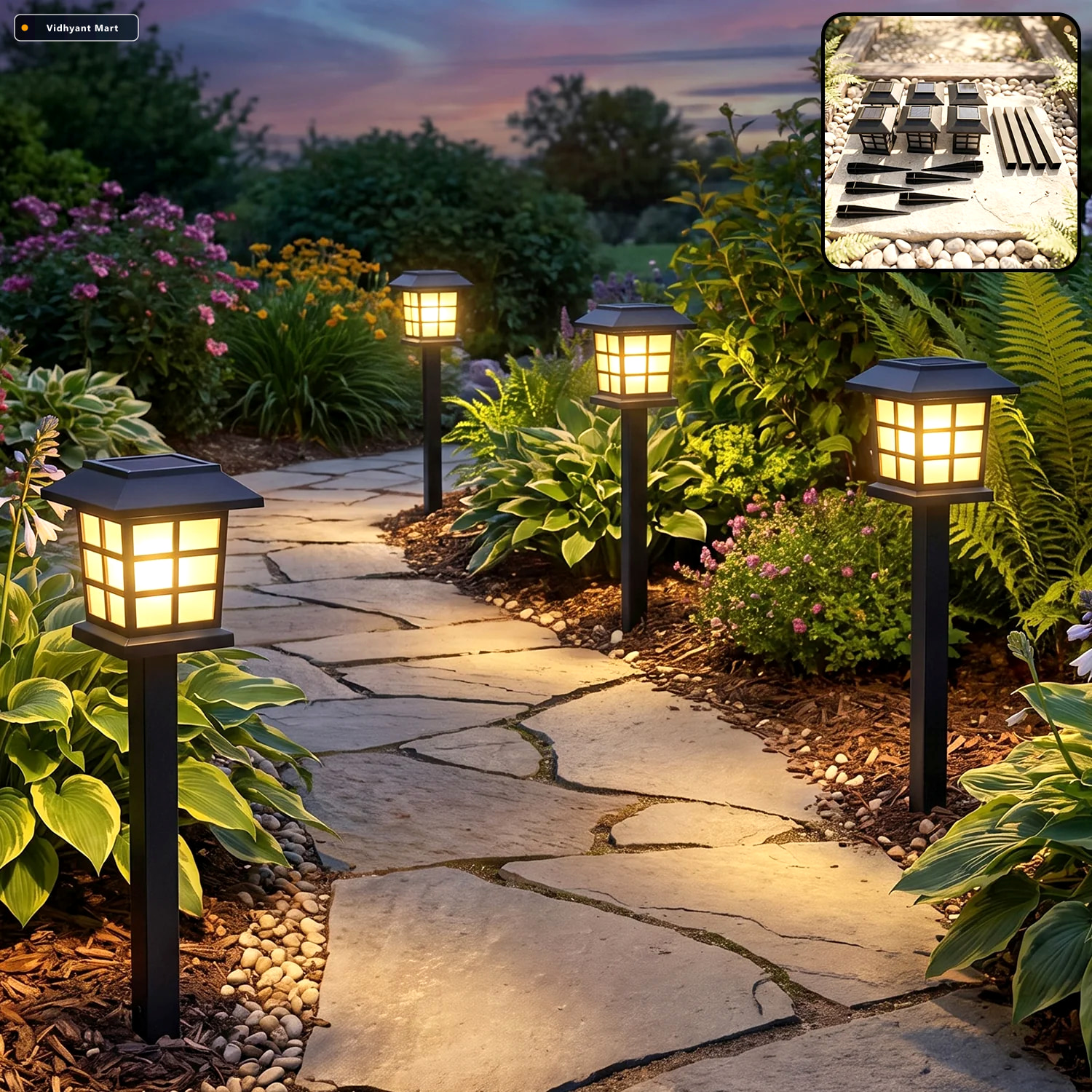 Vidhyant Mart Big Solar Garden Lantern Pathway Stake Light For O 1