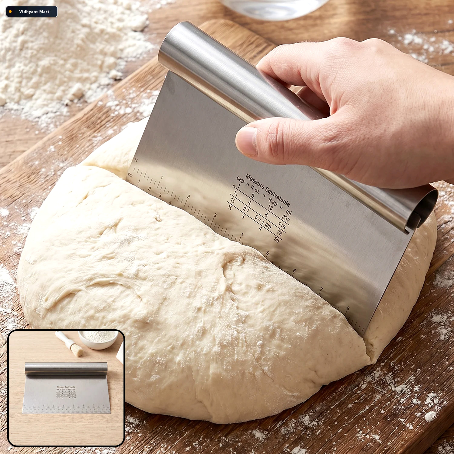 Vidhyant Mart Big Stainless Steel Dough Scraper Cutter 22 X 12 C 1