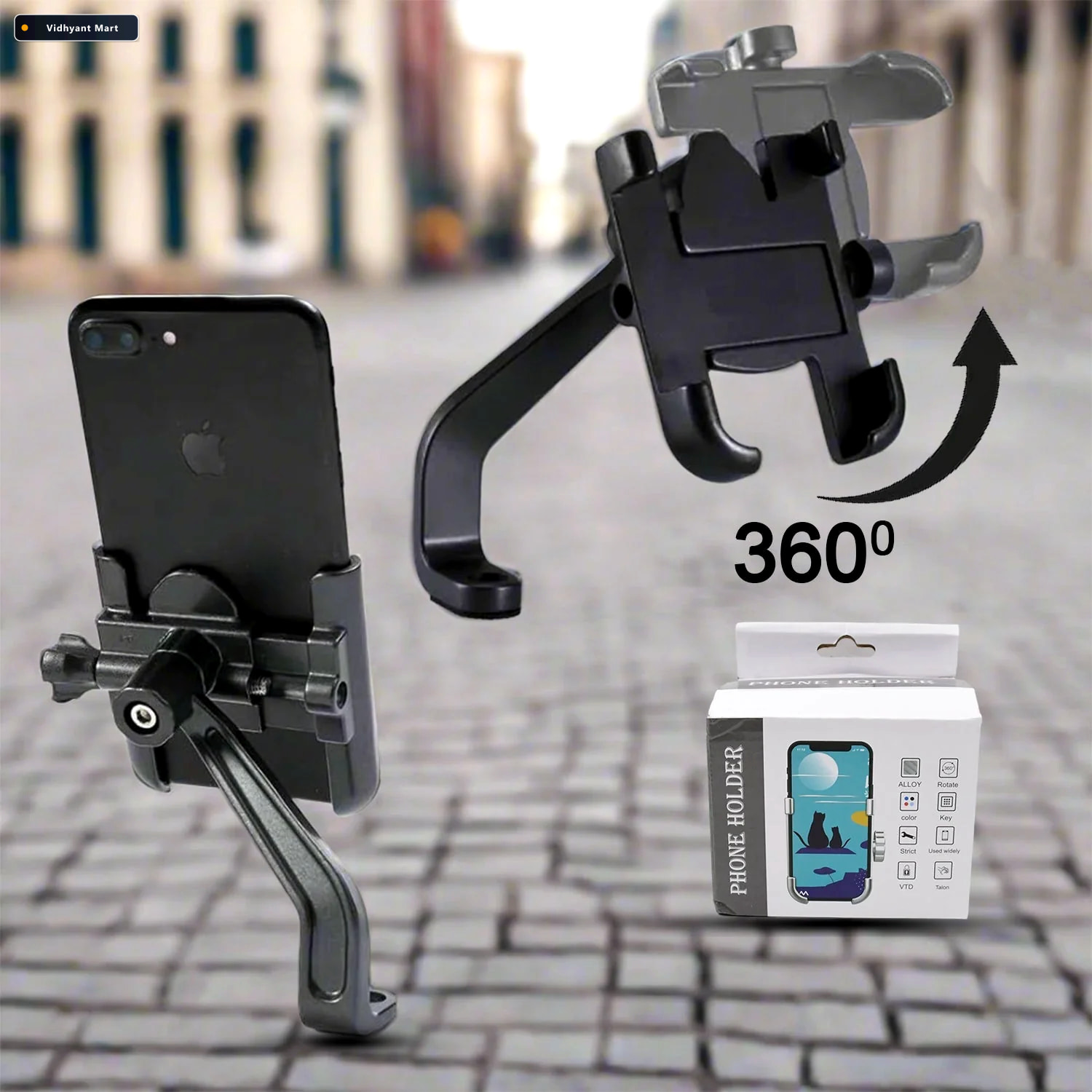 Vidhyant Mart Bike Mobile Holder 360 Metal Mount For Scooty Velv 2